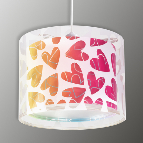 Met harten versierde kinder-hanglamp Cuore