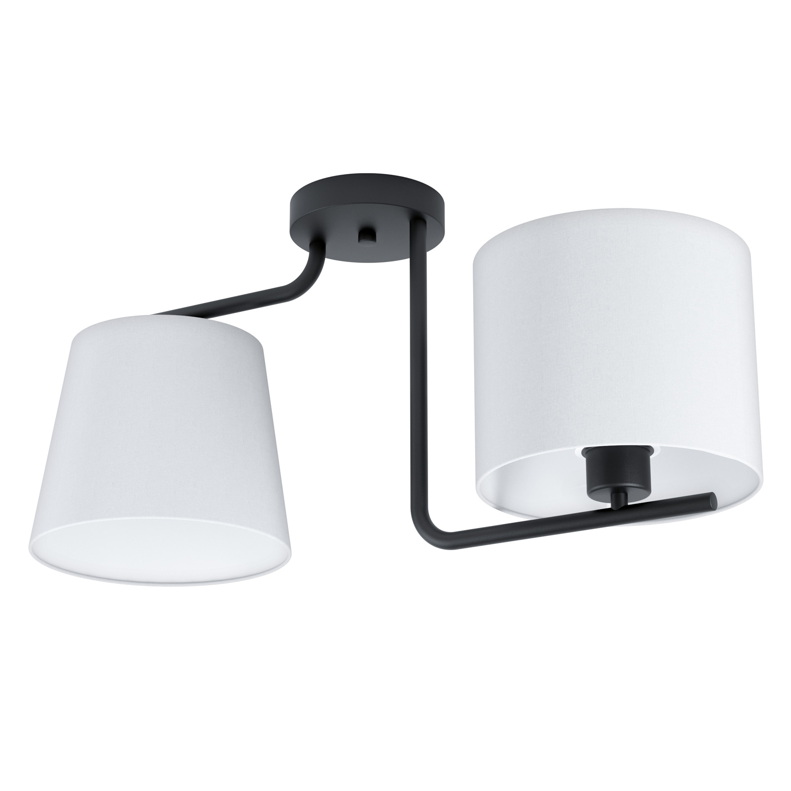 EGLO Marojales 1 ceiling lamp, two fabric lampshades, for Living / Dining Room, steel, fabric, E27, 28 W, energy efficiency: A++, L: 56.5 cm, W: 20 cm, H: 28 cm