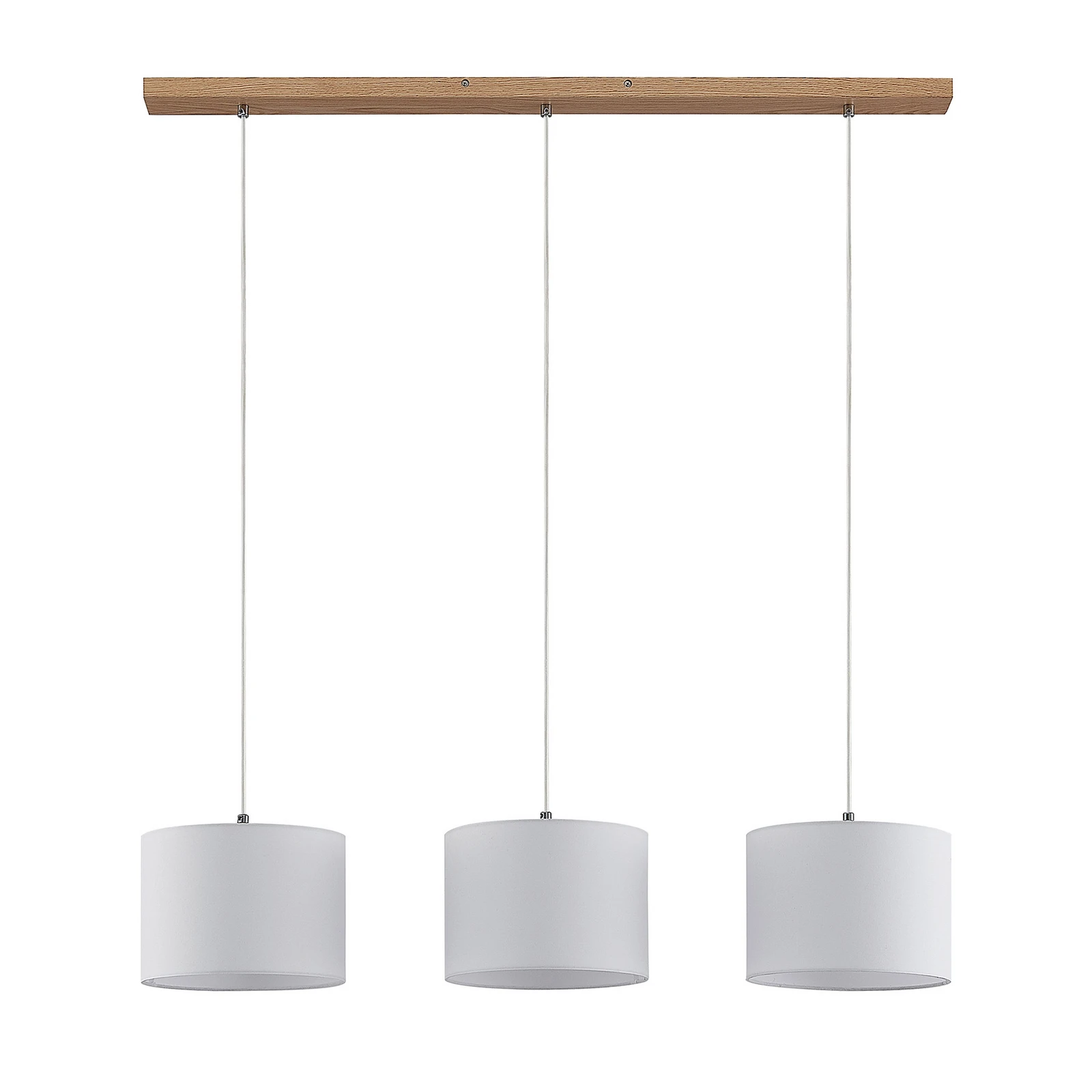 Závesné svietidlo Lindby Imarin, 3-svetelné, biele, textilné, 100 cm