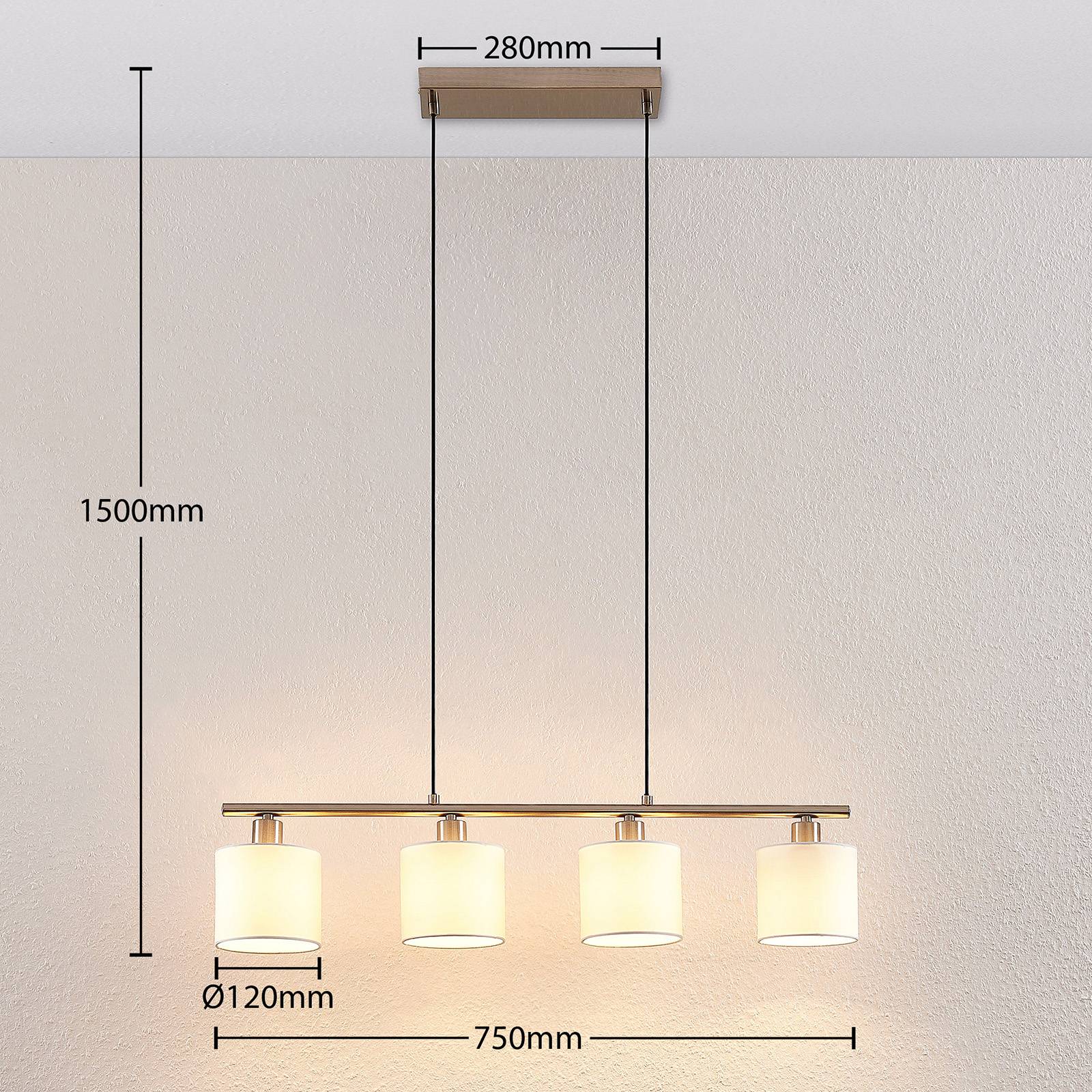 Lampa wisząca Lindby Stannis, 75 cm, biała, 4-punktowa, tekstylna