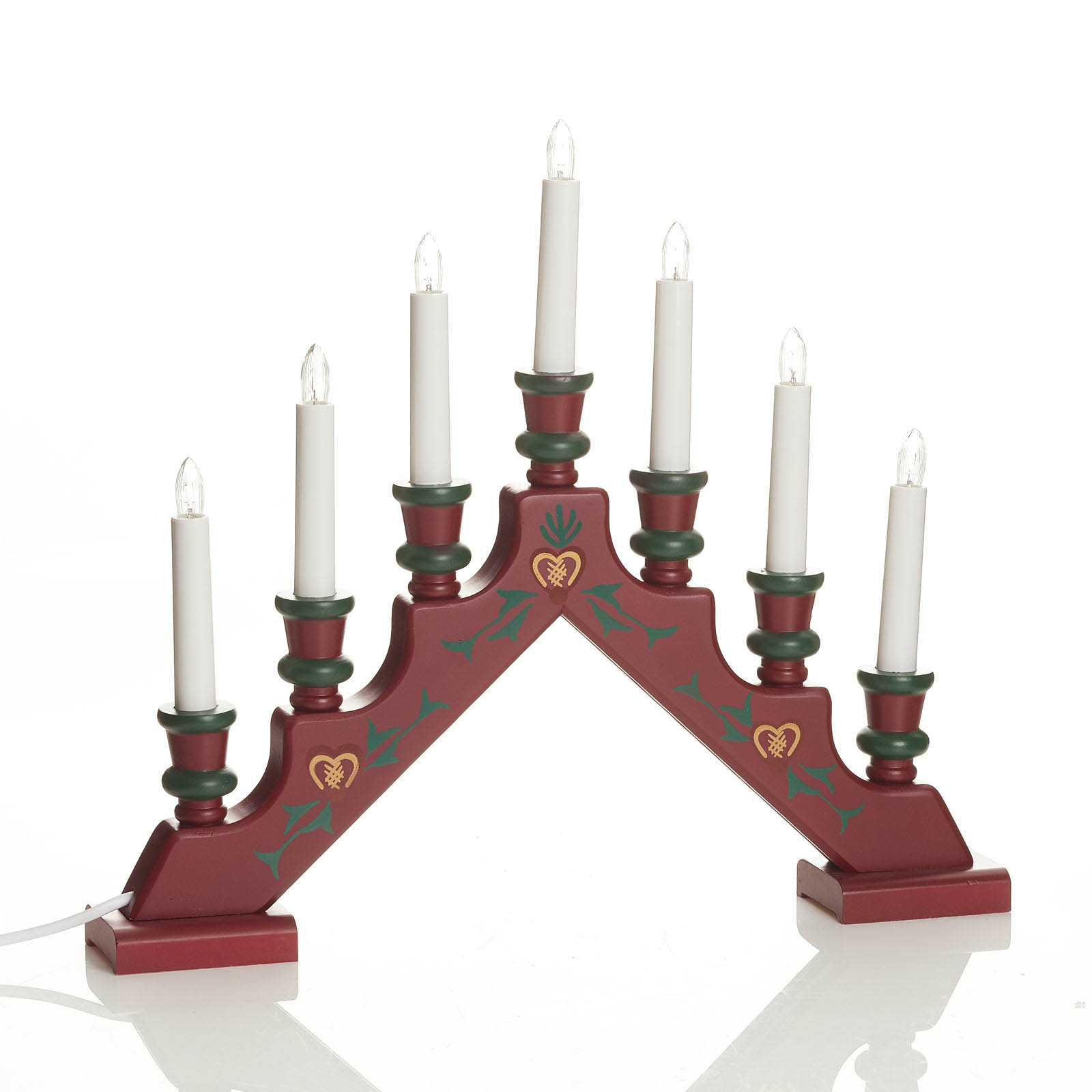 Sevenlight red candle arch Sara Tradition Lights.co.uk