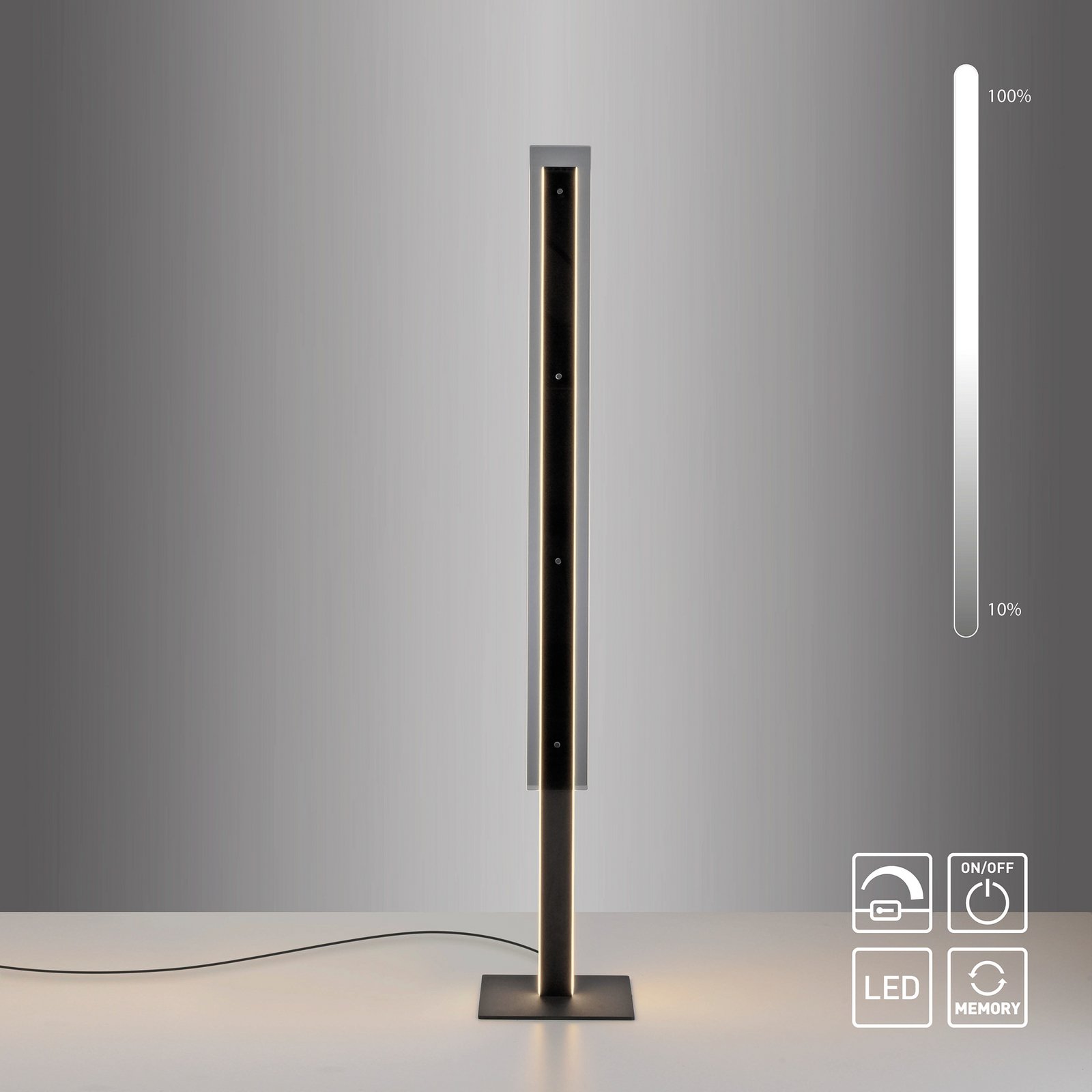 Schöner Wohnen lampa stojąca LED Lena, żelazo, czarna, ściemniacz Schöner Wohnen lampa stojąca LED Lena, żelazo, czarna, ściemniacz