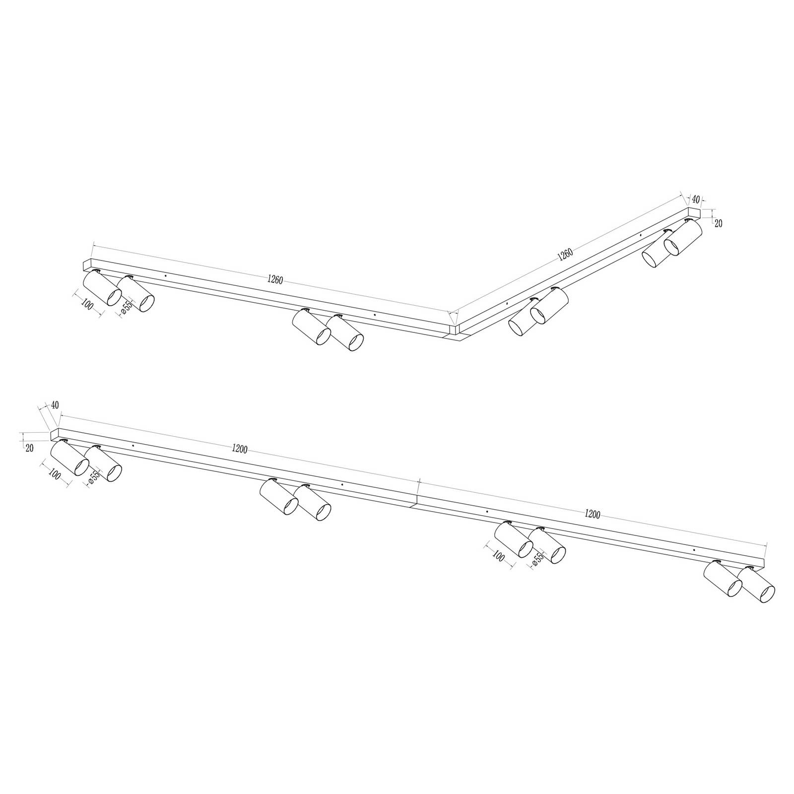 Reflektor sufitowy Hero, biały, 8-punktowa, 240 cm, metal, GU10