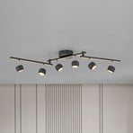 JUST LIGHT. LED-kattospotti Jarik, 6-lamppuinen, musta, 3 000 K