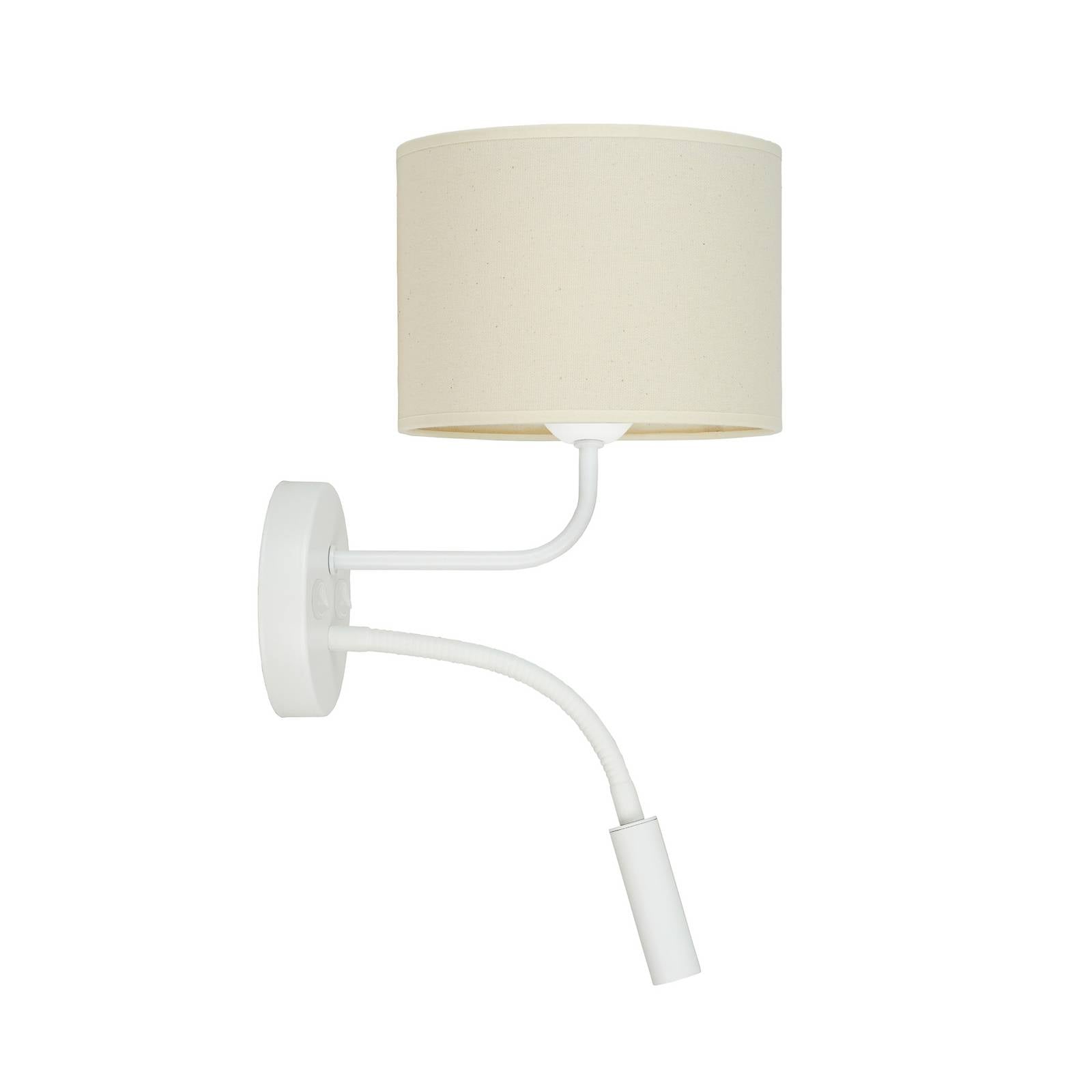 Wandleuchte Roller, Stoff, weiß/beige, Leselicht