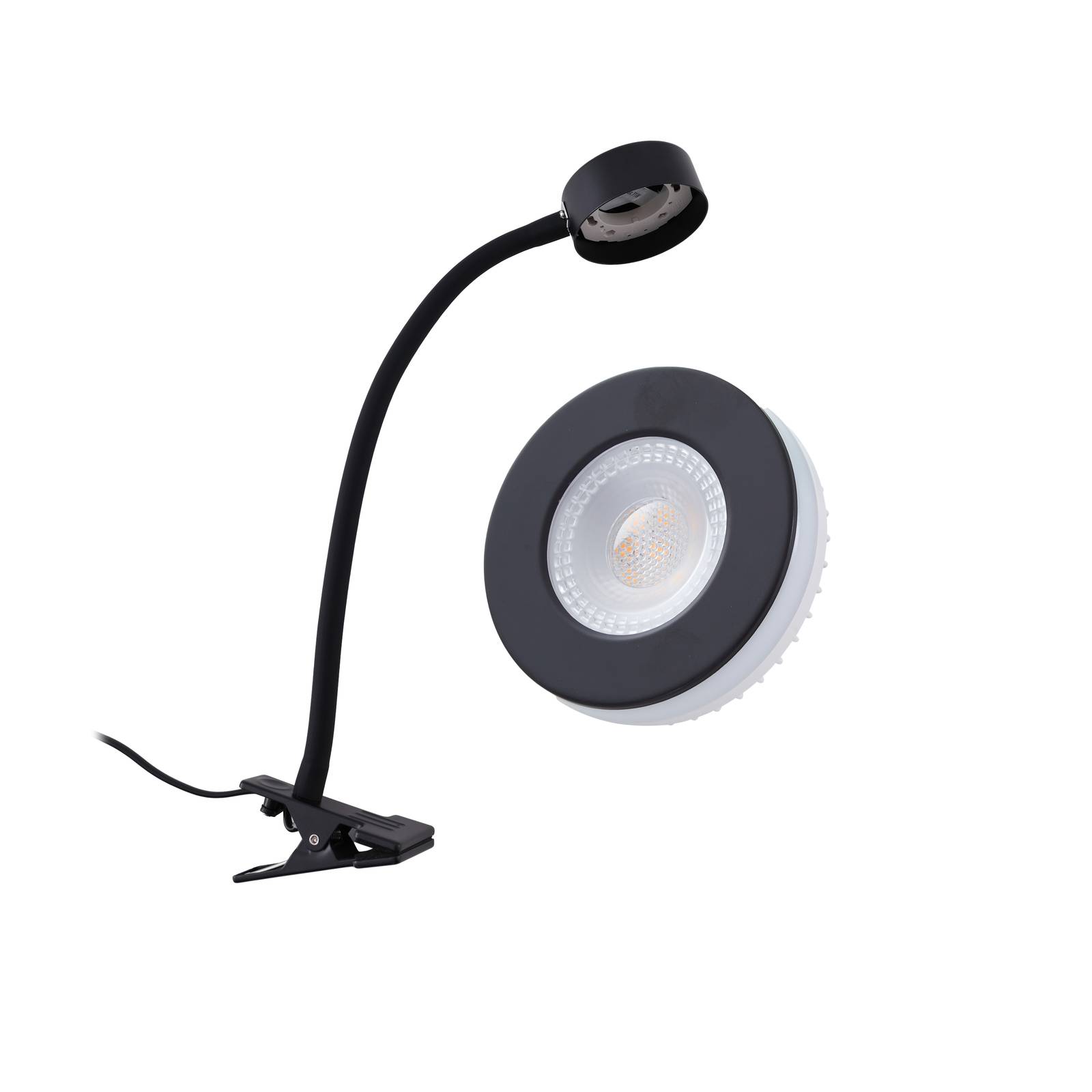Lindby Lampe à pince Jyla, noir, GX53, 4000K, bras flexible