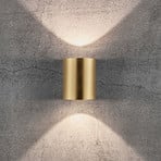 Canto 2 LED outdoor wall light, 10 cm, brass