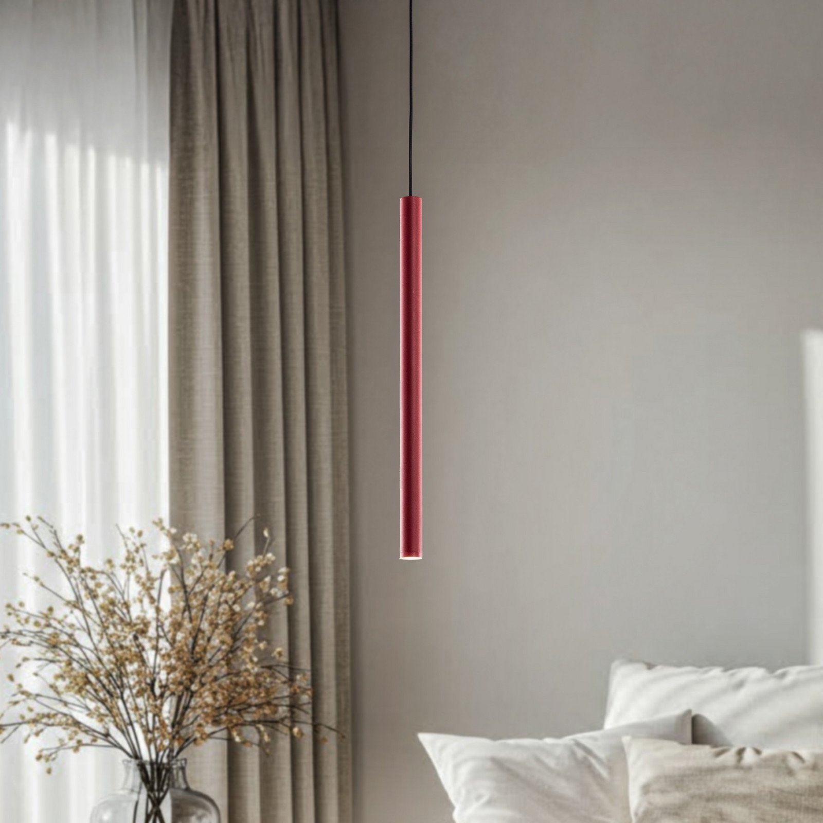 Argon Lampă suspendată LED Rulo roșu Ø 32 cm oțel 3000 K - Camera de zi / sufragerie - Metal