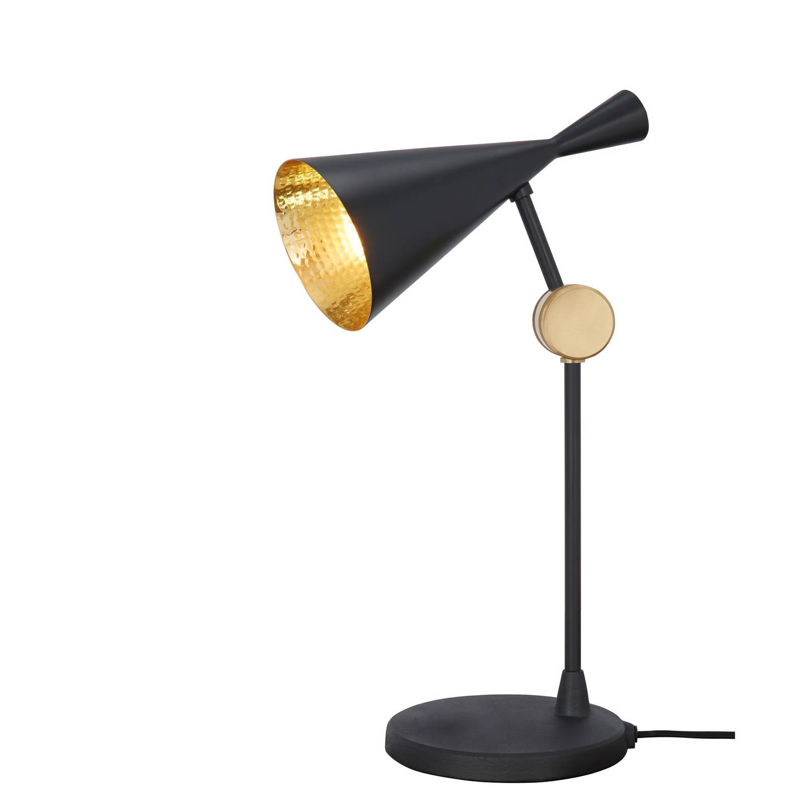 Tom Dixon LED-Tischlampe Beat, schwarz, Messing, Höhe 53 cm