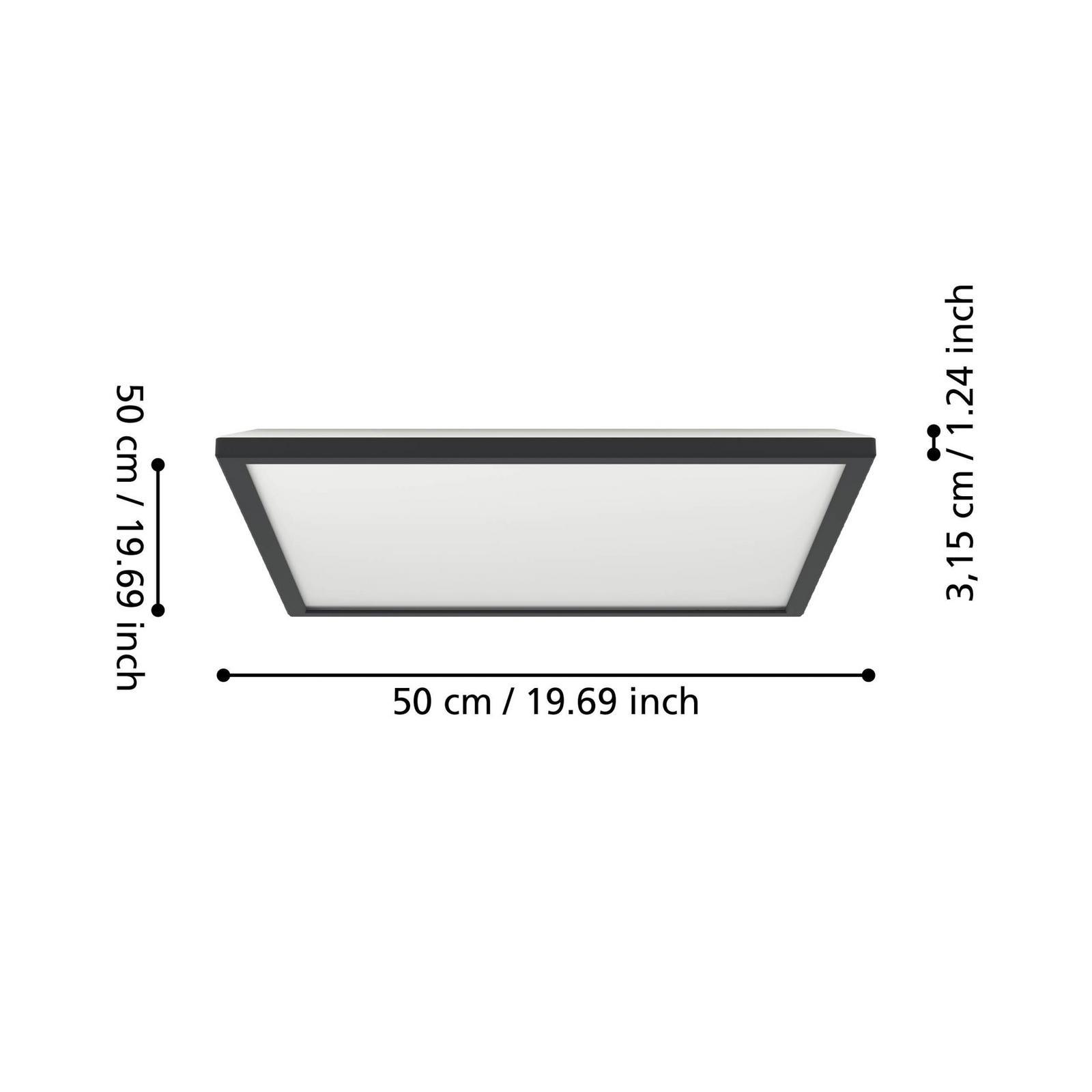 EGLO connect LED-Deckenlampe Rovito-Z, schwarz, 50 x 50 cm