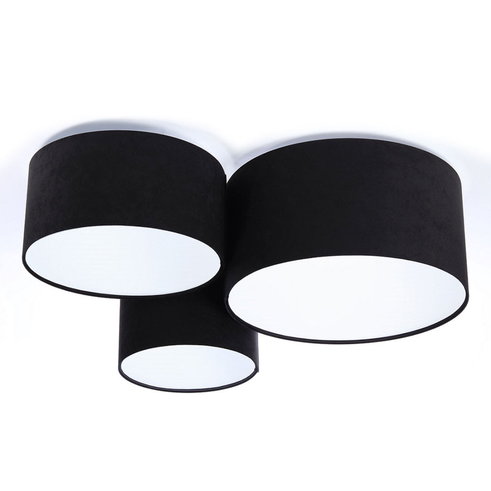 Maco Design 080 ceiling light, three-bulb, black and white, for Living / Dining Room, velours, plastic, E27, 60 W, energy efficiency: A++, L: 91 cm, W: 72 cm, H: 34 cm