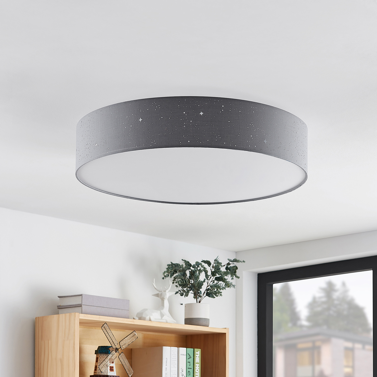 Lindby Ellamina LED-taklampe, 60 cm, lysegrå