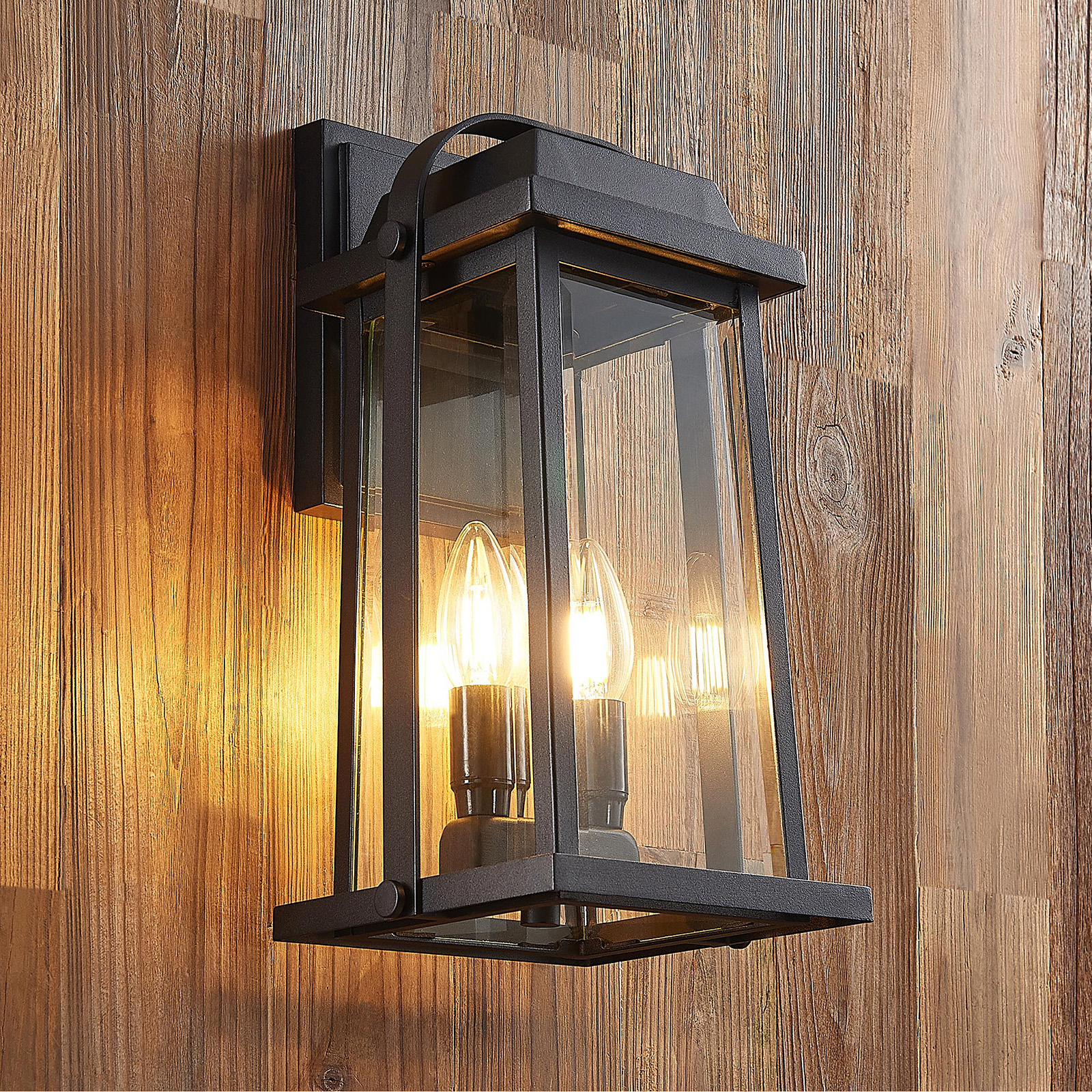 Lindby Jenee outdoor wall light, aluminium, glass, E14, 40 W, energy efficiency: A++, W: 18.5 cm, H: 35 cm