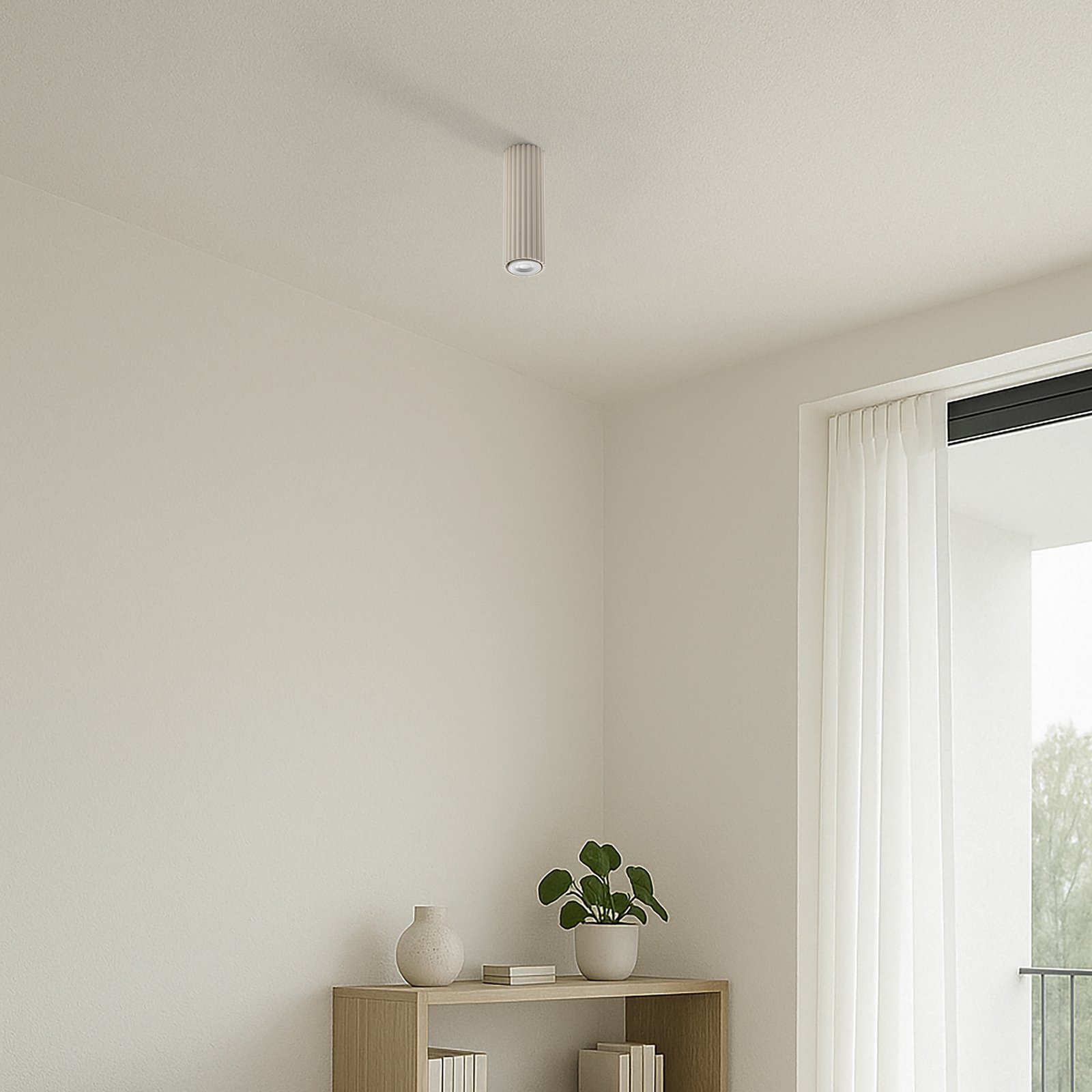 Deckenleuchte Karbon, beige, Höhe 20 cm, Aluminium