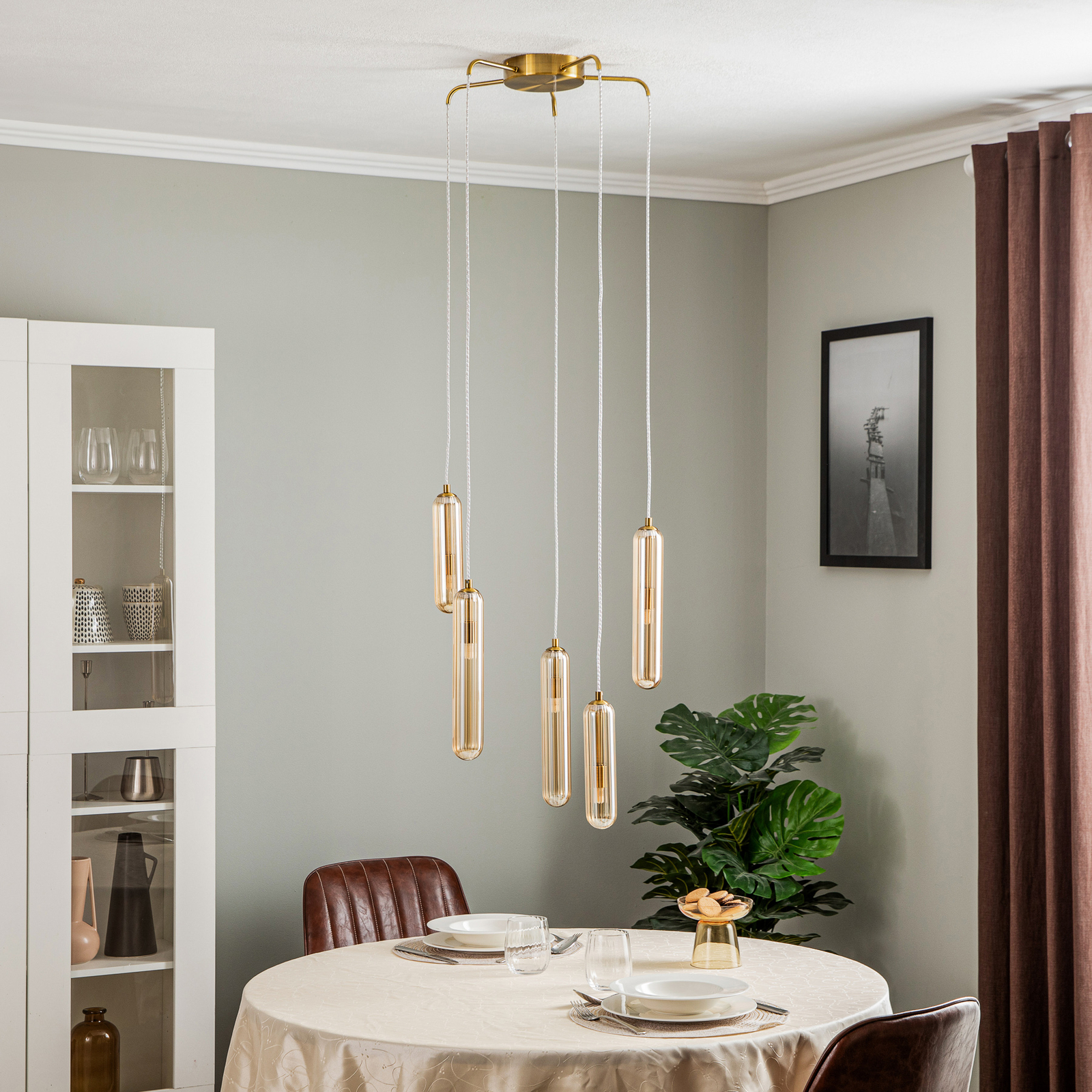 Lucande Freylin hanglamp, 5-lamps