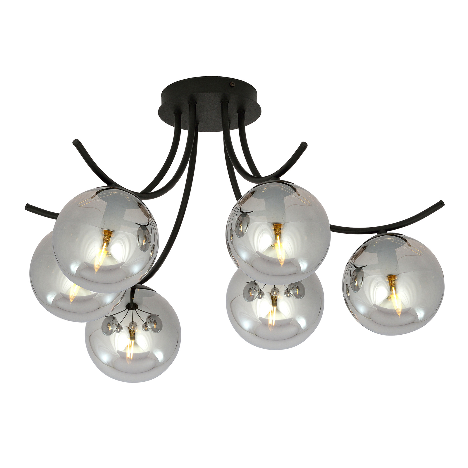 Deckenlampe Boston, schwarz/grafit, 6-flammig 