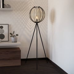 Lampada da terra Waverton, bianco/nero, altezza 143 cm, acciaio/tessuto