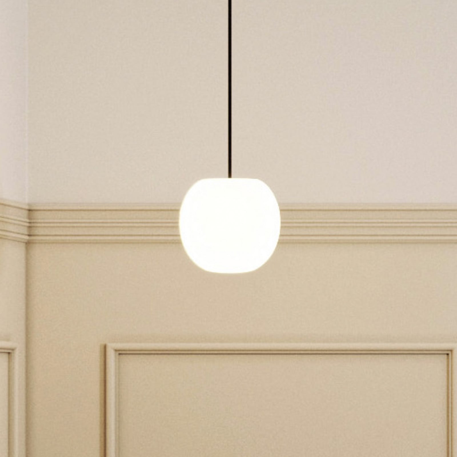 Lampă suspendată Casablanca Acai alb/negru sticlă Ø 16 cm E27 - Camera de zi / sufragerie - alb negru