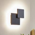 Lucande LED wall light Elrik, black, 27 cm high, metal