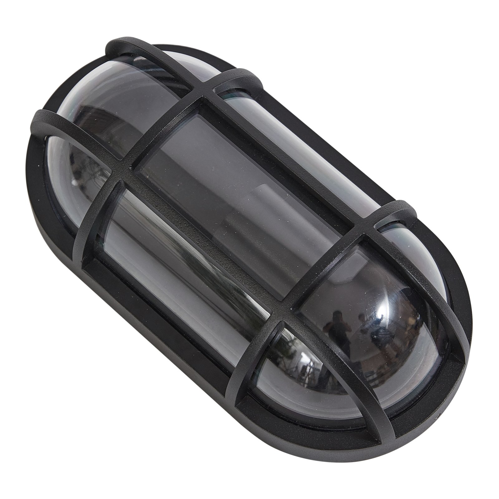 Lucande Serine udendørs væglampe, 27,1 cm, sort, aluminium