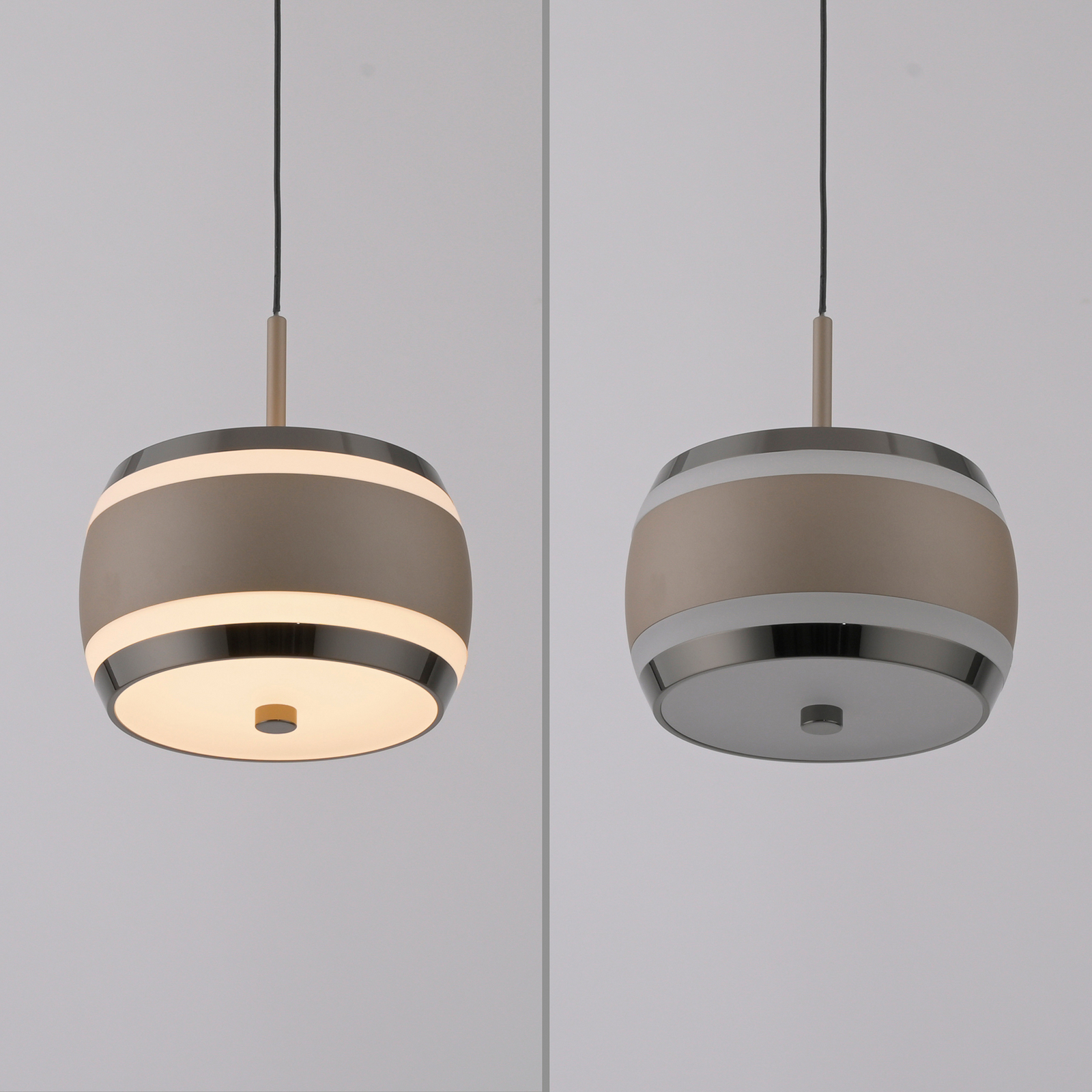 PURE LED-Hängelampe Falling Rings, bronze Ø 13 cm, CCT