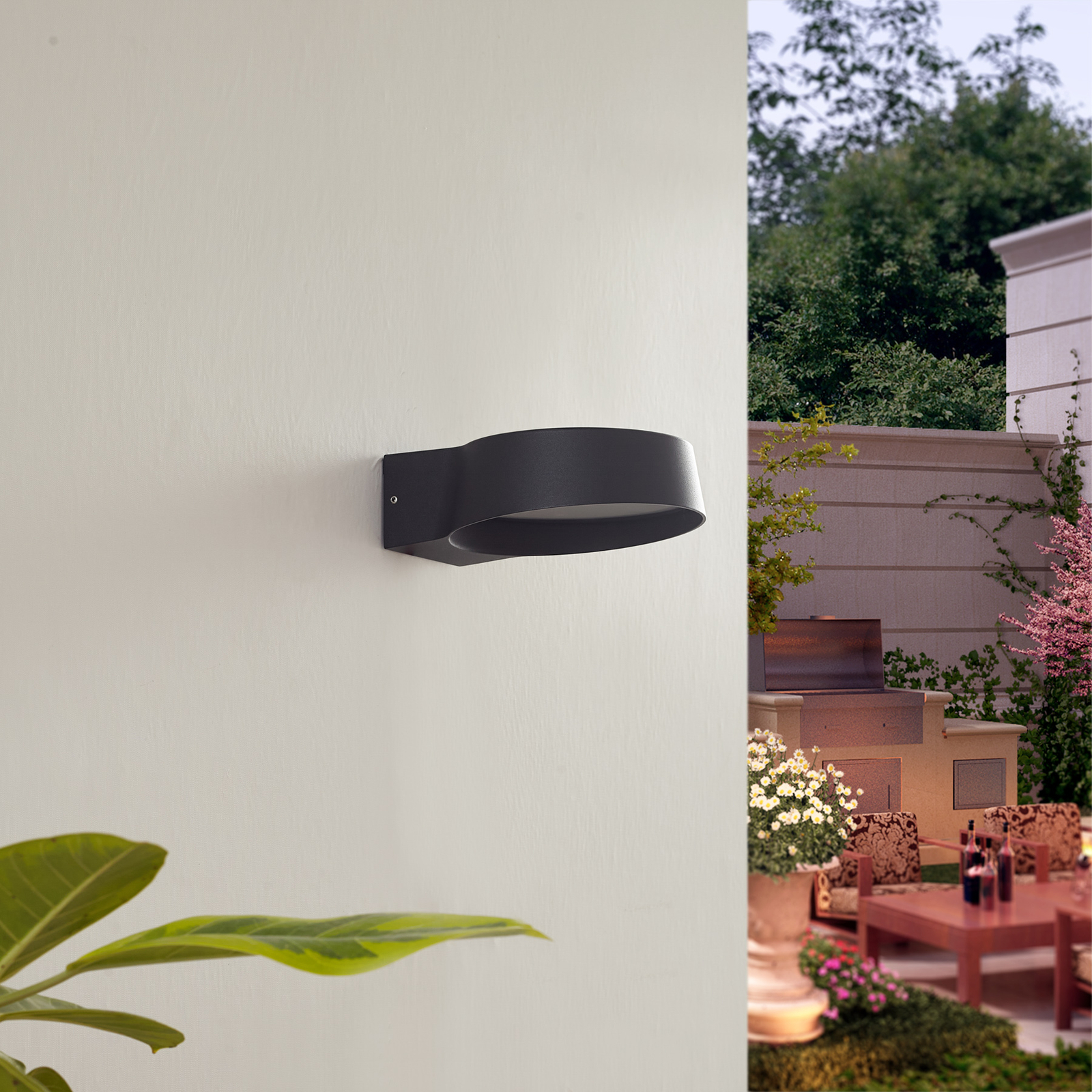 Lindby LED outdoor wall light Jesiba, grey, aluminium, Ø 16.2 cm