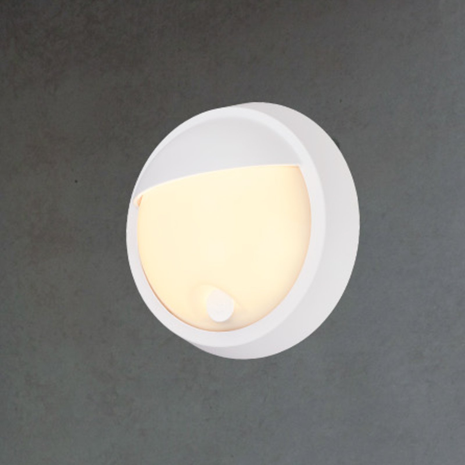 LED outdoor wall lamp 3784016, white, touch dimmer, Ø 17 cm