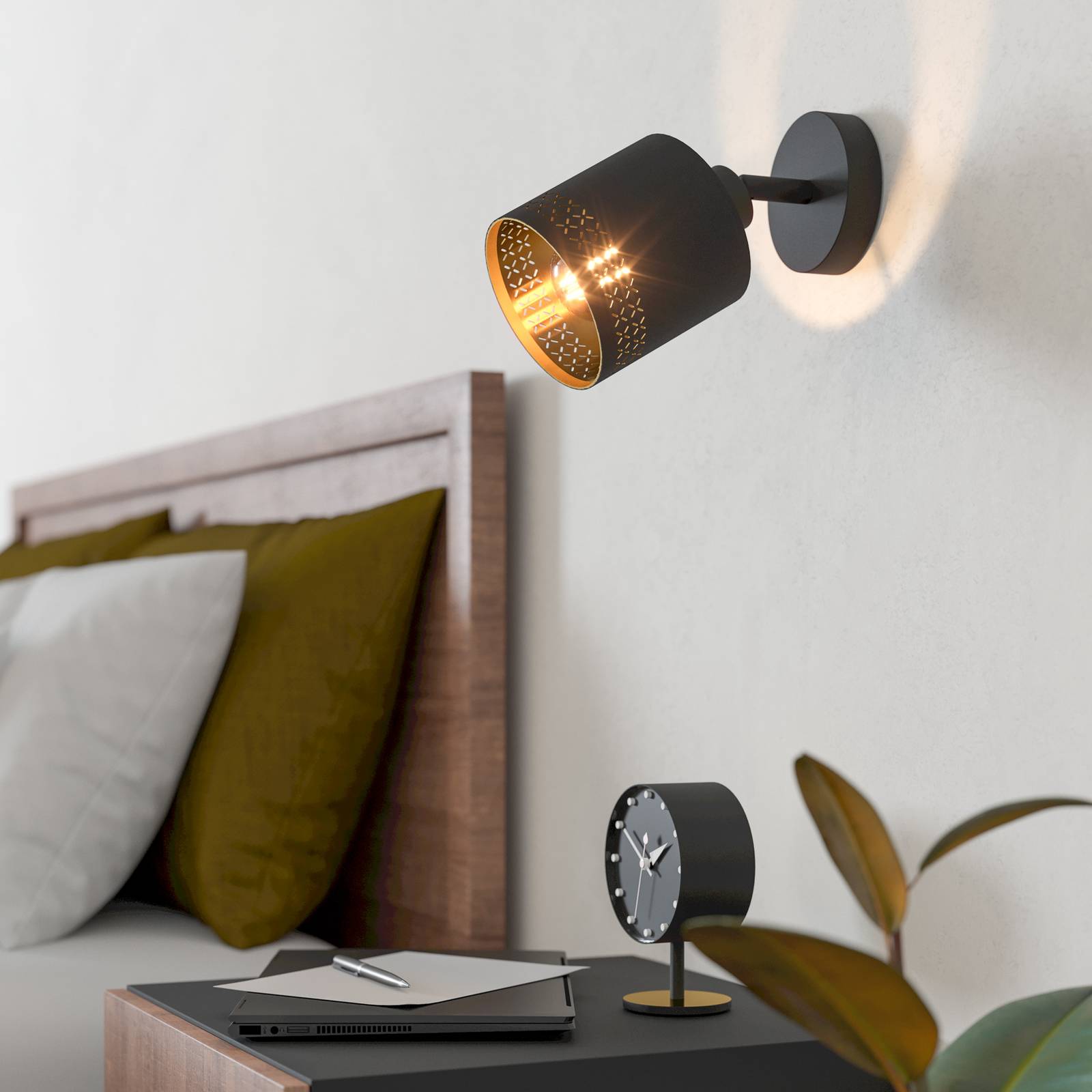 Wandspot Esteperra, schwarz/gold, einflammig günstig online kaufen