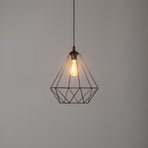 Basket hanging light, black, one-bulb