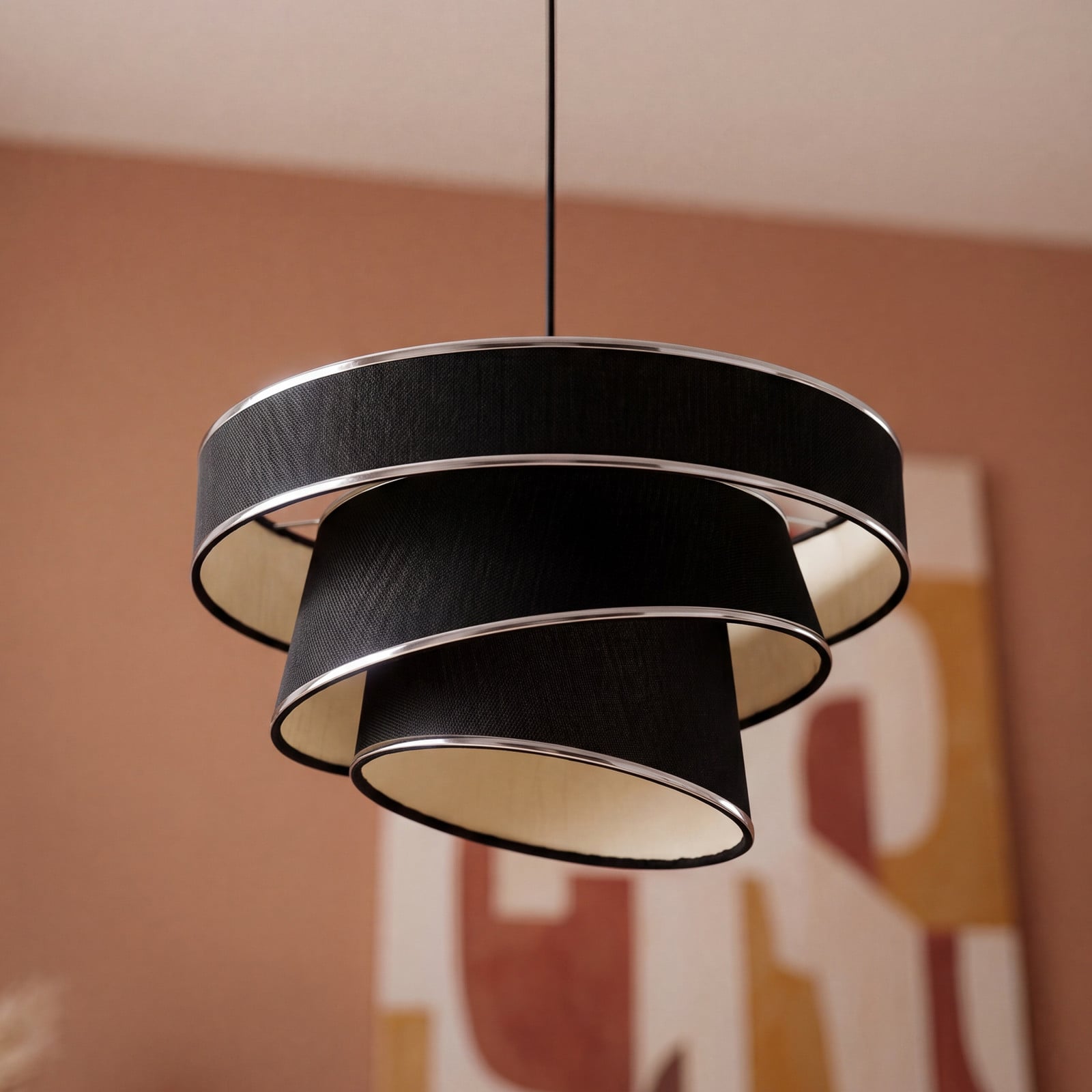 OSRAM Висяща лампа Decor Glittey, тъмно сива, Ø 40 см, текстил