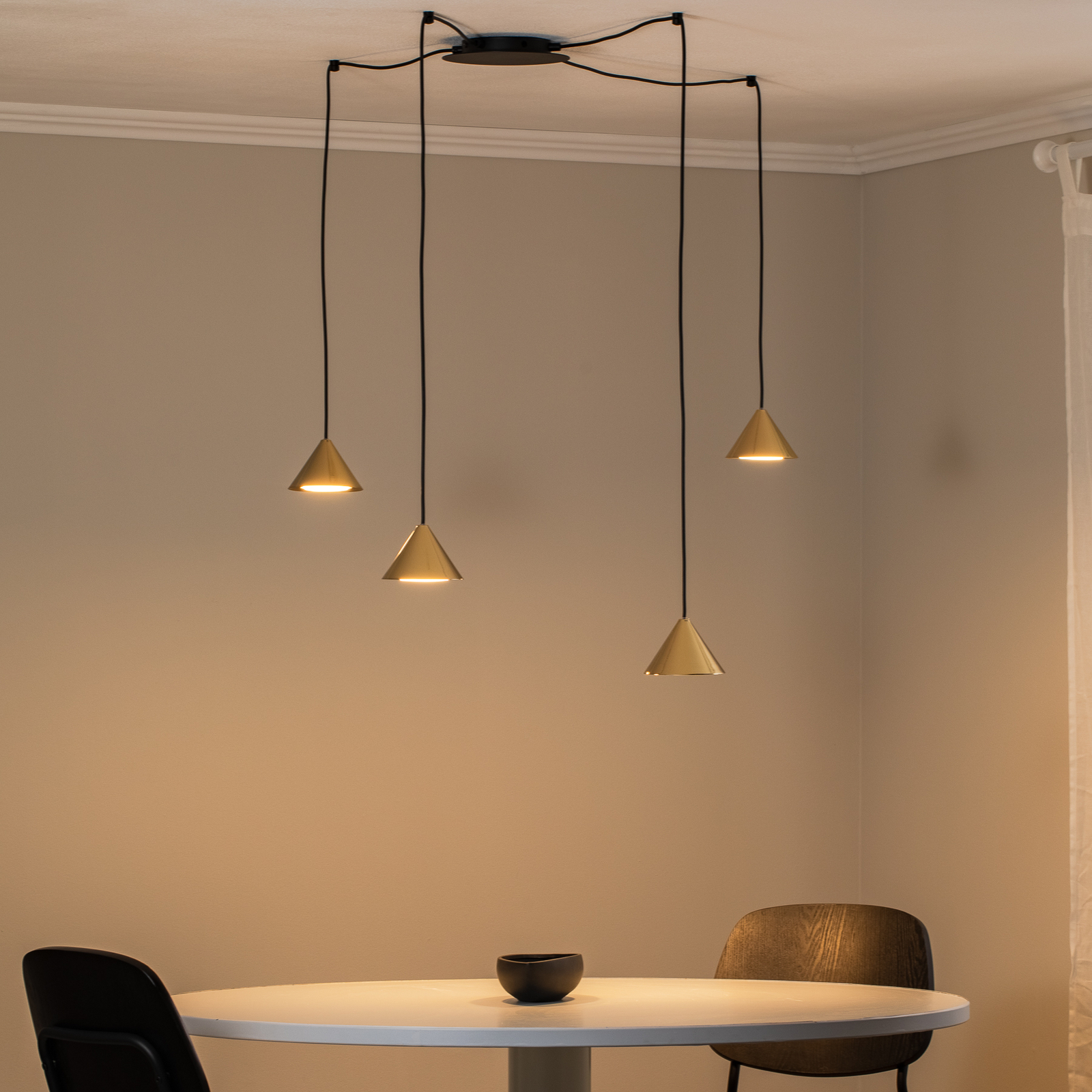 Suspension Elit Spider, 4 lampes, doré, métal