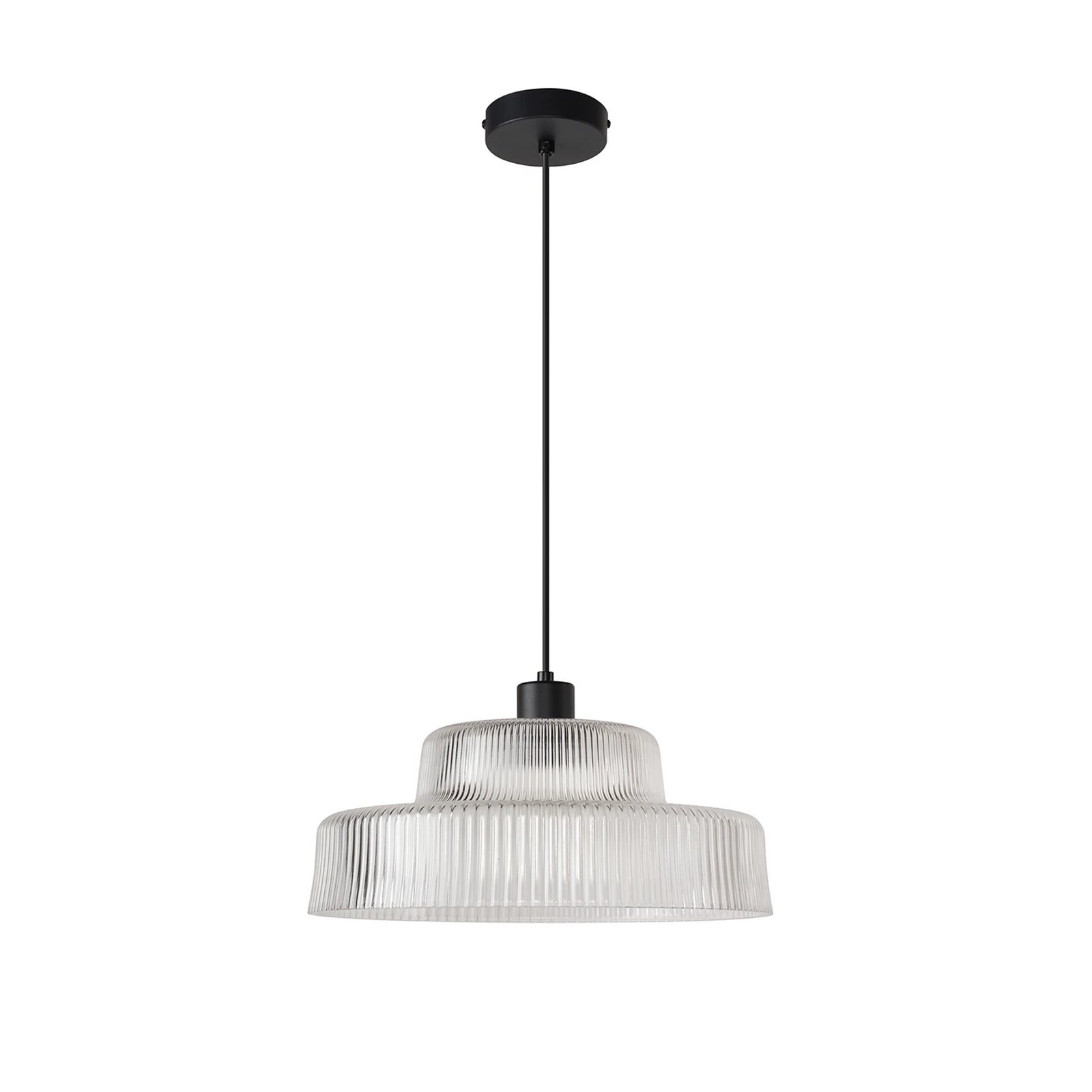 Lorenzo hanging light, clear/black, Ø 35 cm, glass