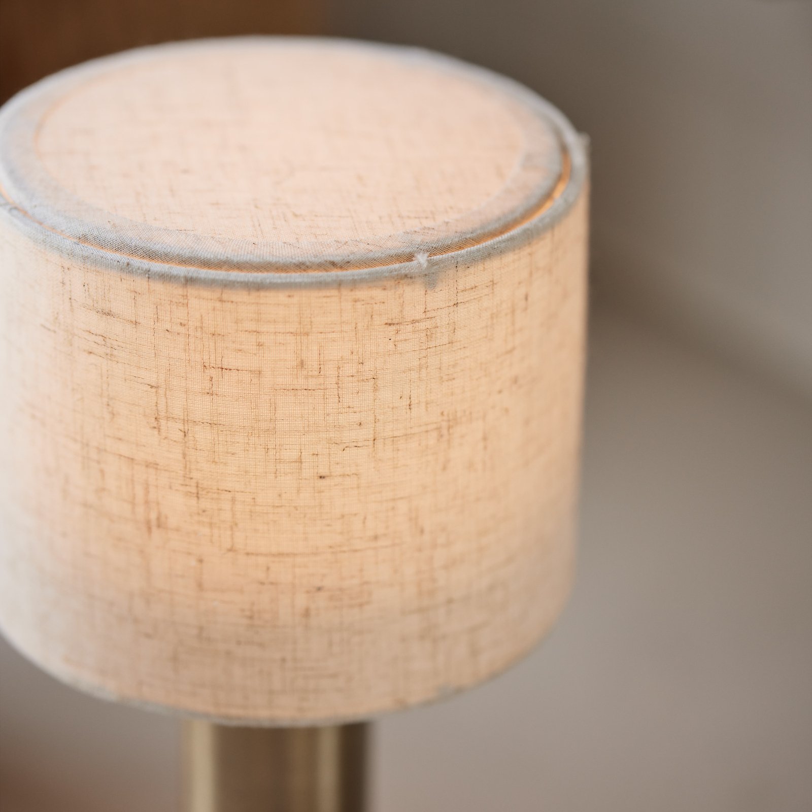 PR Home Tiara rechargeable table lamp, CCT, linen/brass