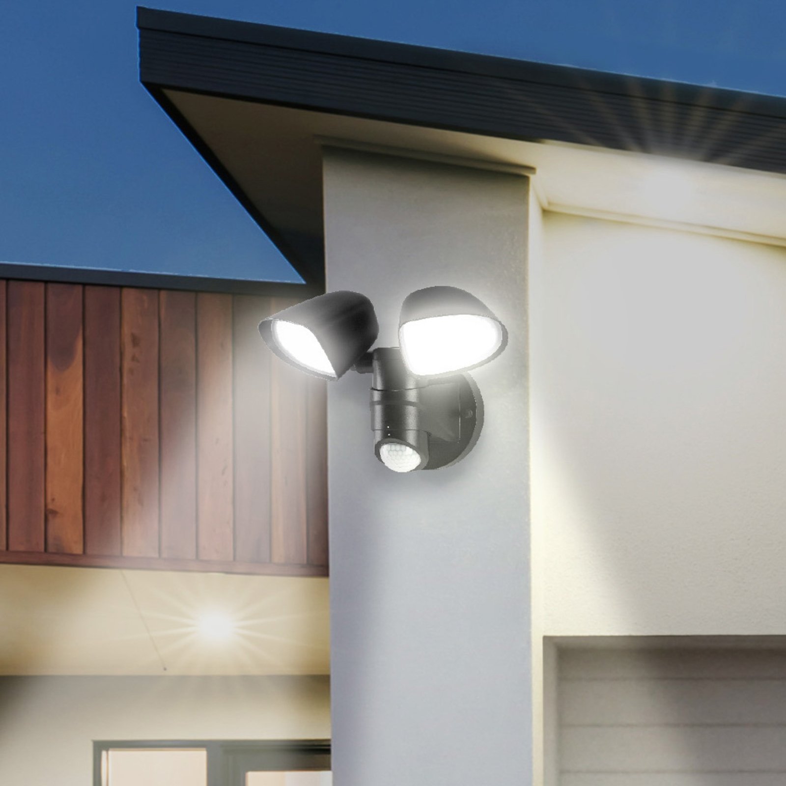 Bilbao LED sensor outdoor wall spot 2-bulb black