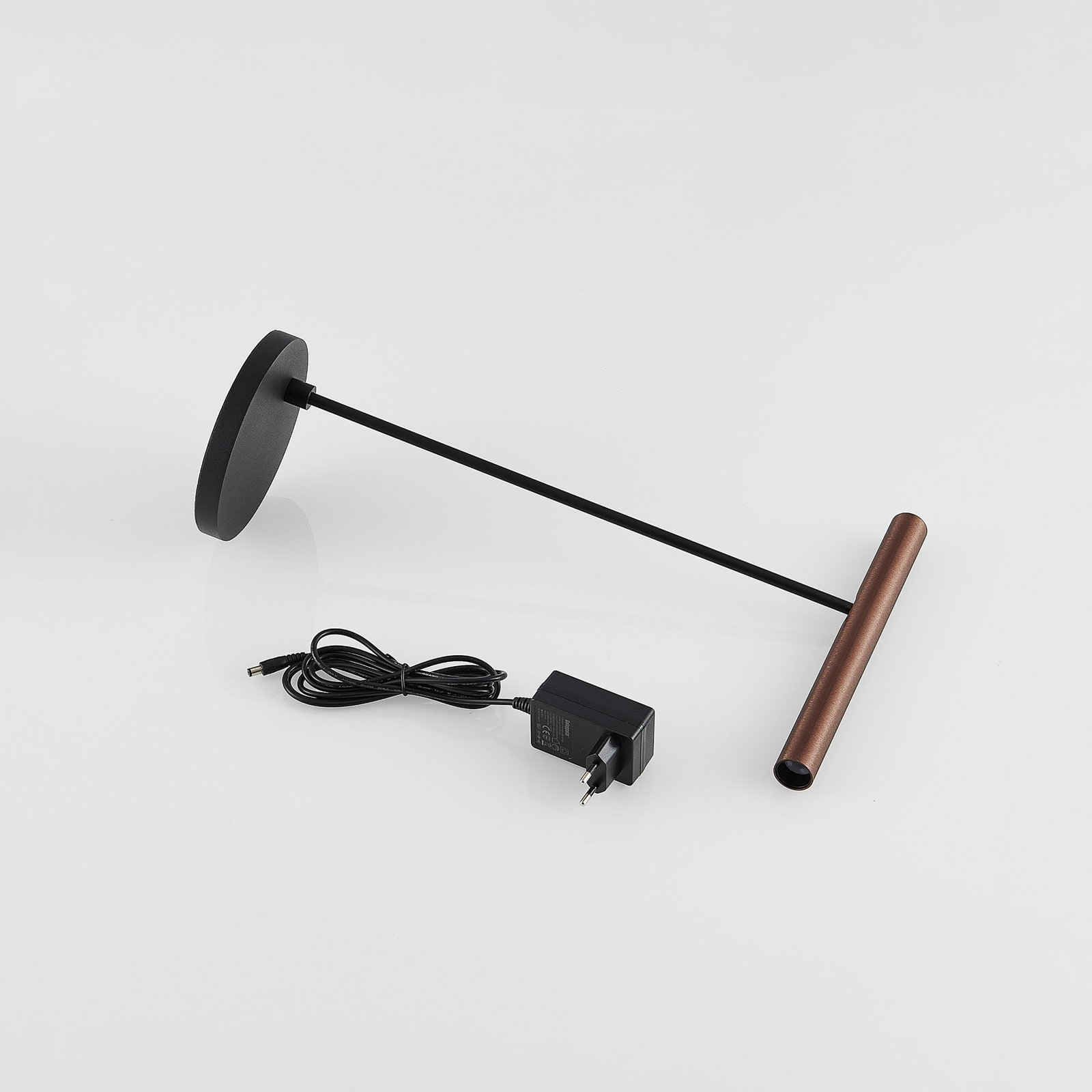 Molto Luce lampe de table LED Meyjo T, noir/marron café, aluminium