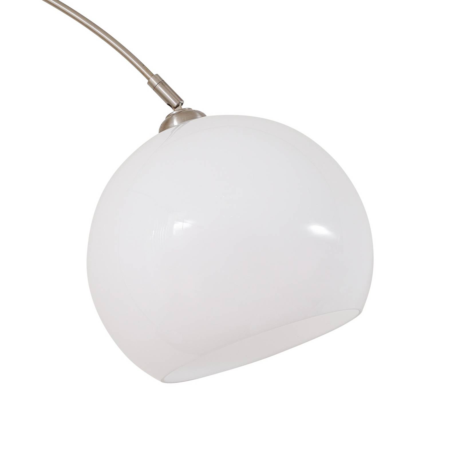 Lampa łukowa Lindby Alverton, biała/nikiel, szkło, 197 cm