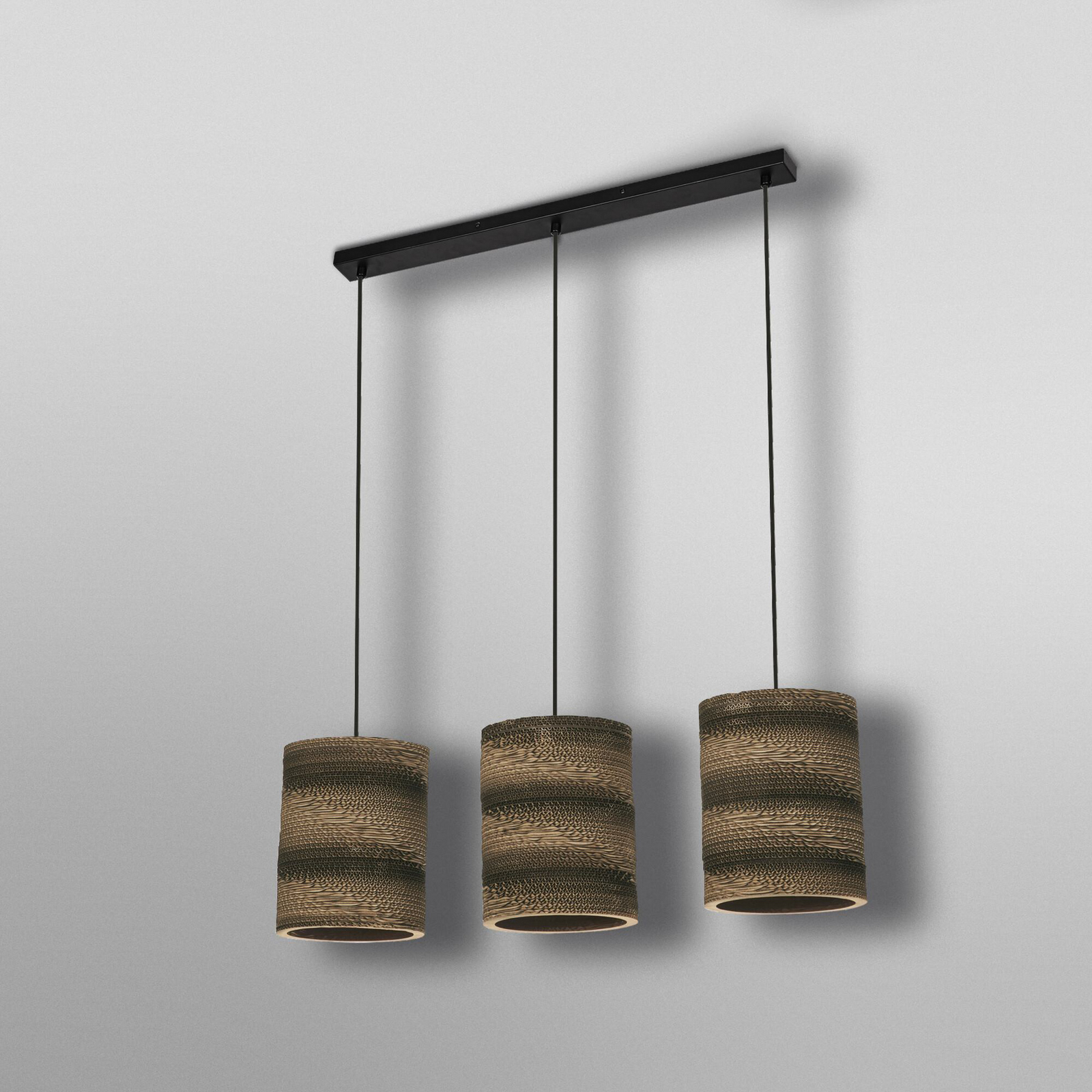 OSRAM Hängelampe CYLINDER, 3-flg., braun, Ø 20 cm, Wellpappe