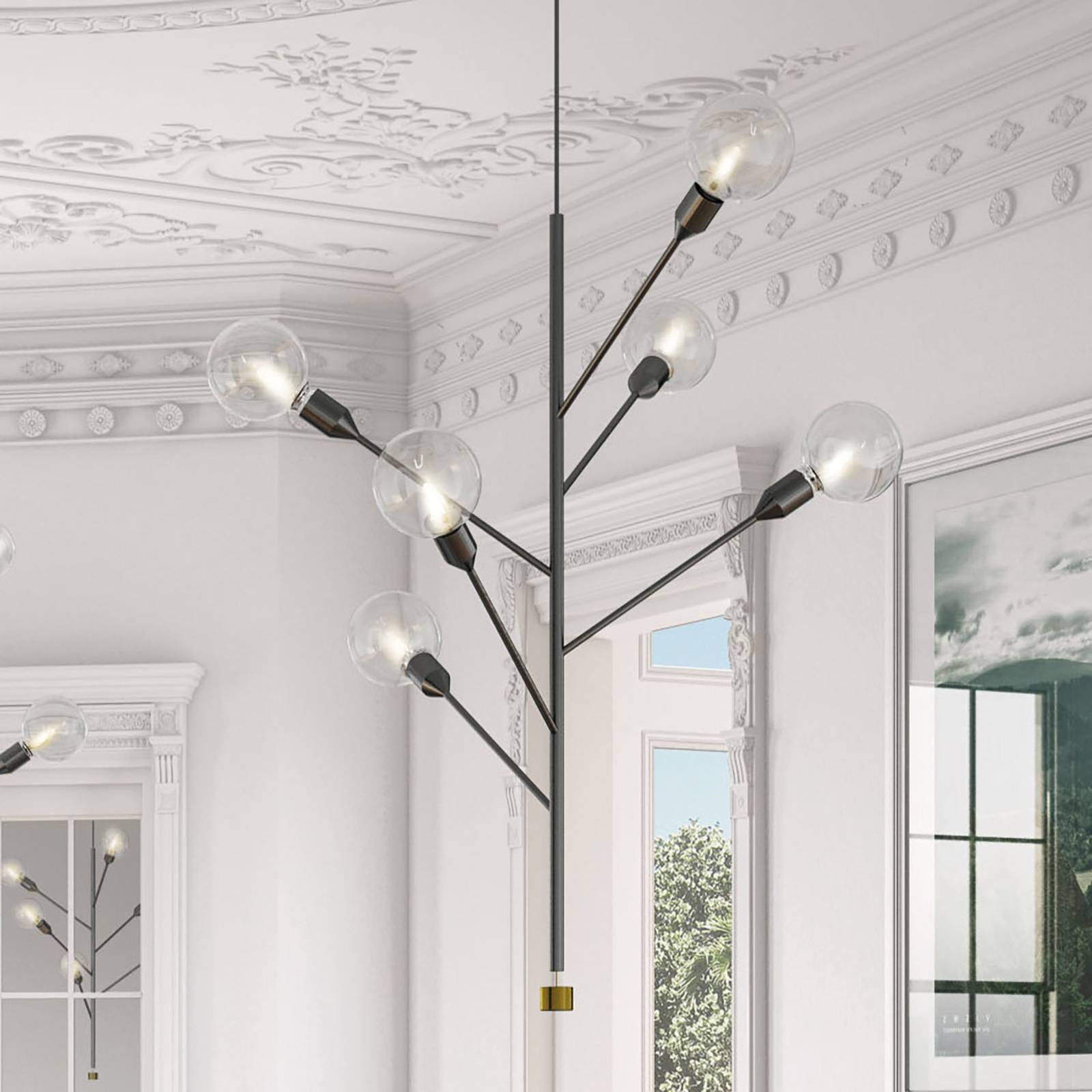 Modo Luce Baobab suspension à 6 lampes gris plomb