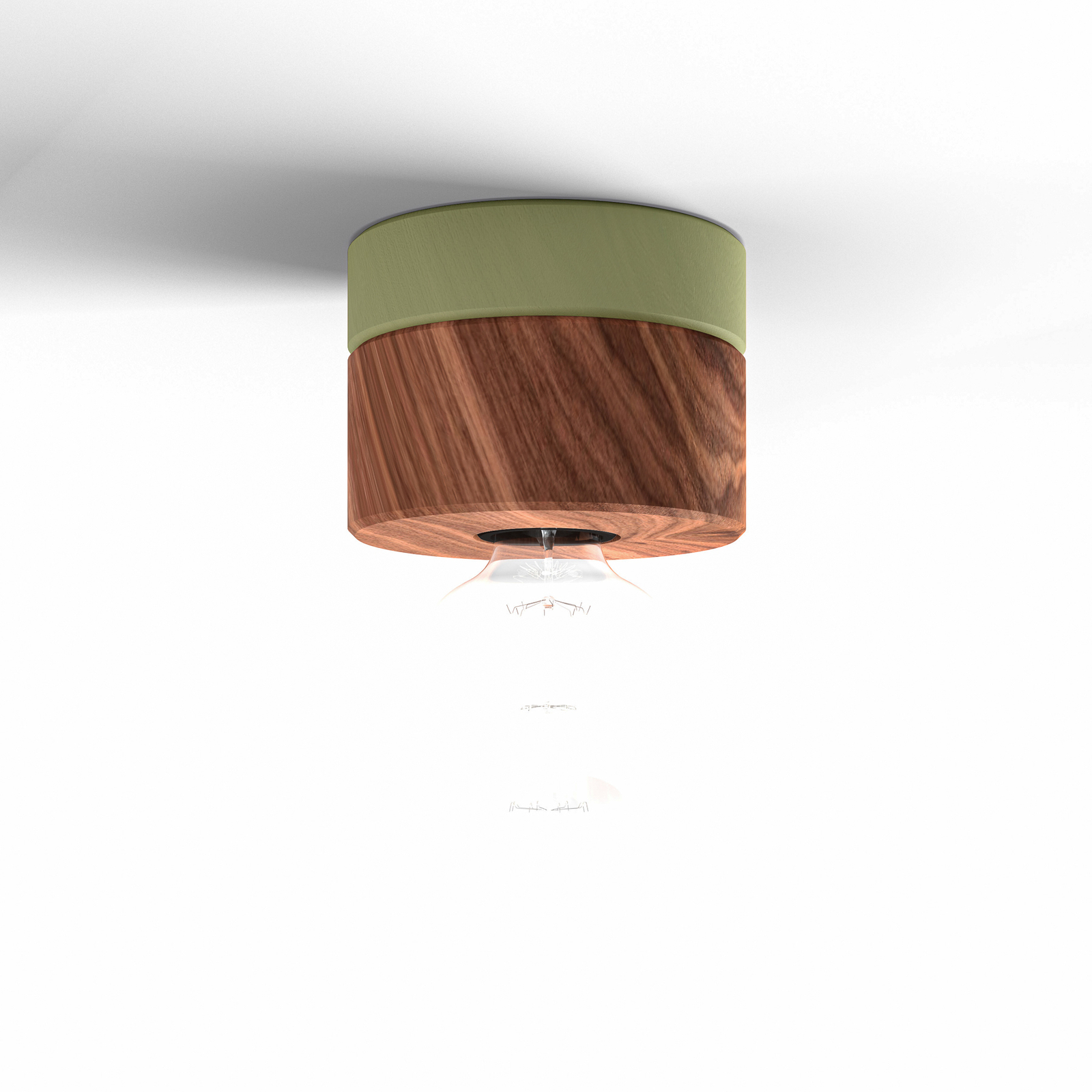 ALMUT 0239 plafondlamp, duurzaam, walnoot/groen
