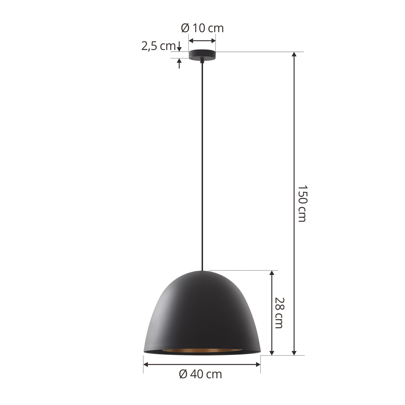 Lucande hanglamp Delarion, zwart/messing, aluminium