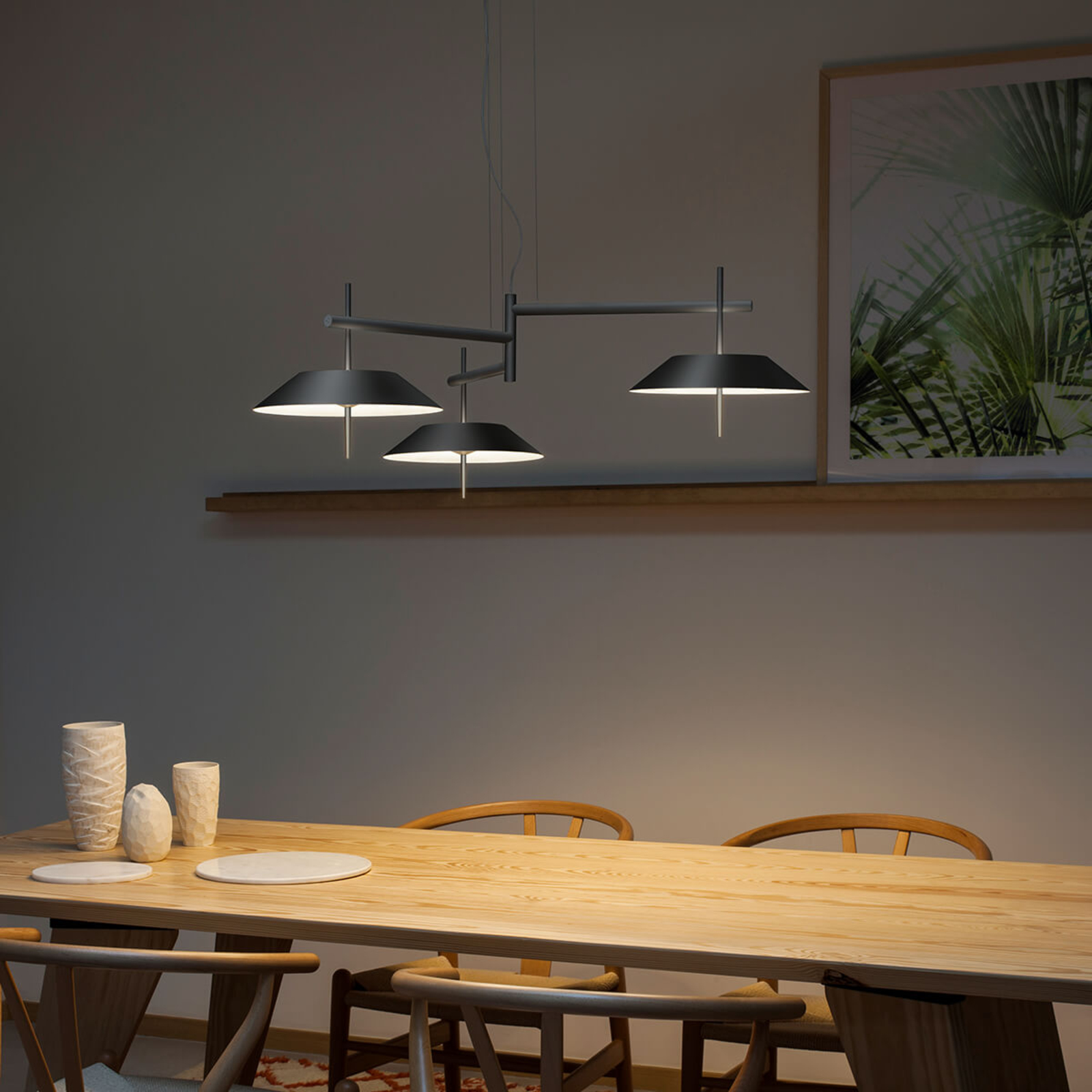 Vibia Mayfair - závěsné světlo LED, 3zdr, grafit