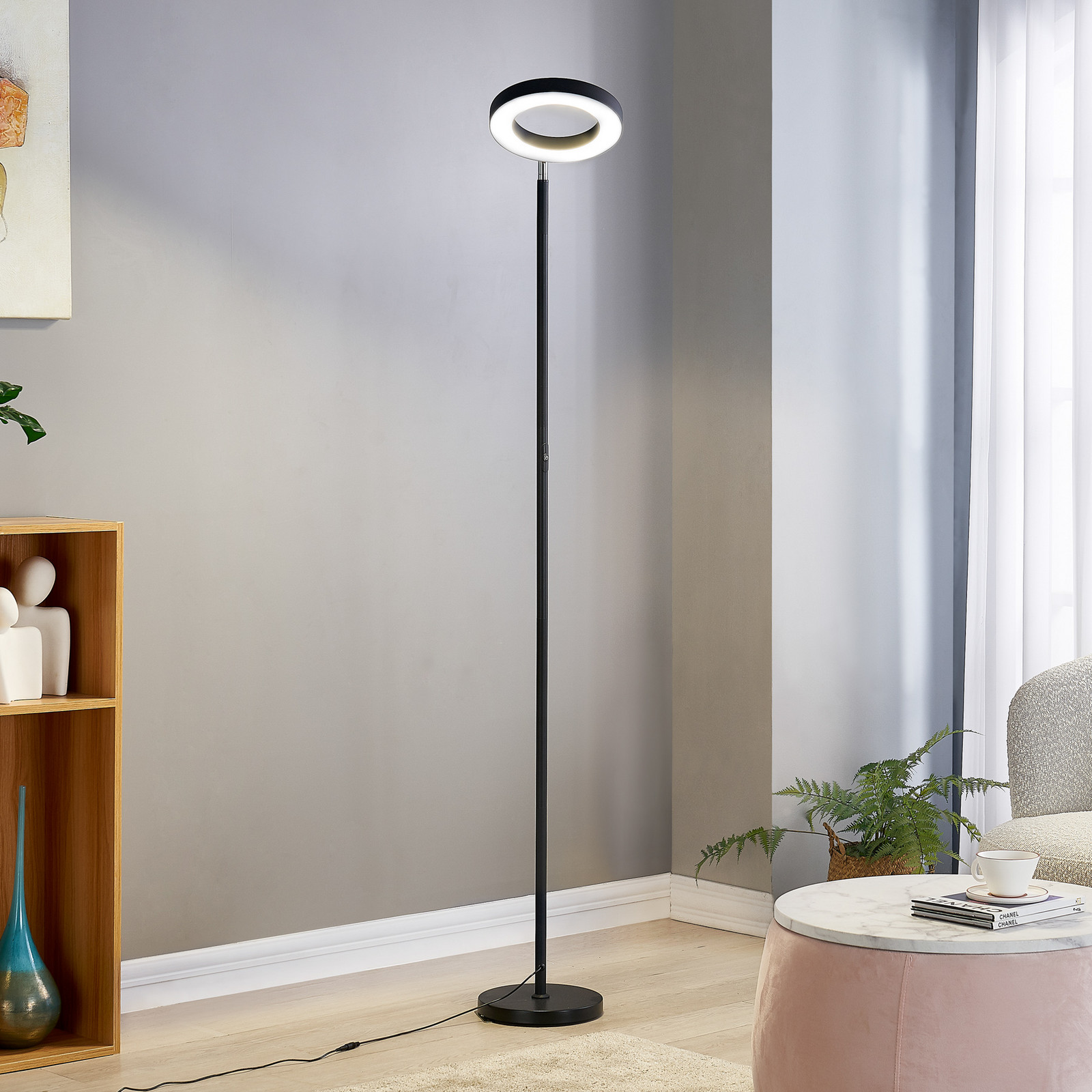 Lindby Smart lampadar LED Cilian RGBW CCT ZigBee Hue - Camera de zi / sufragerie - Modern - negru - Metal