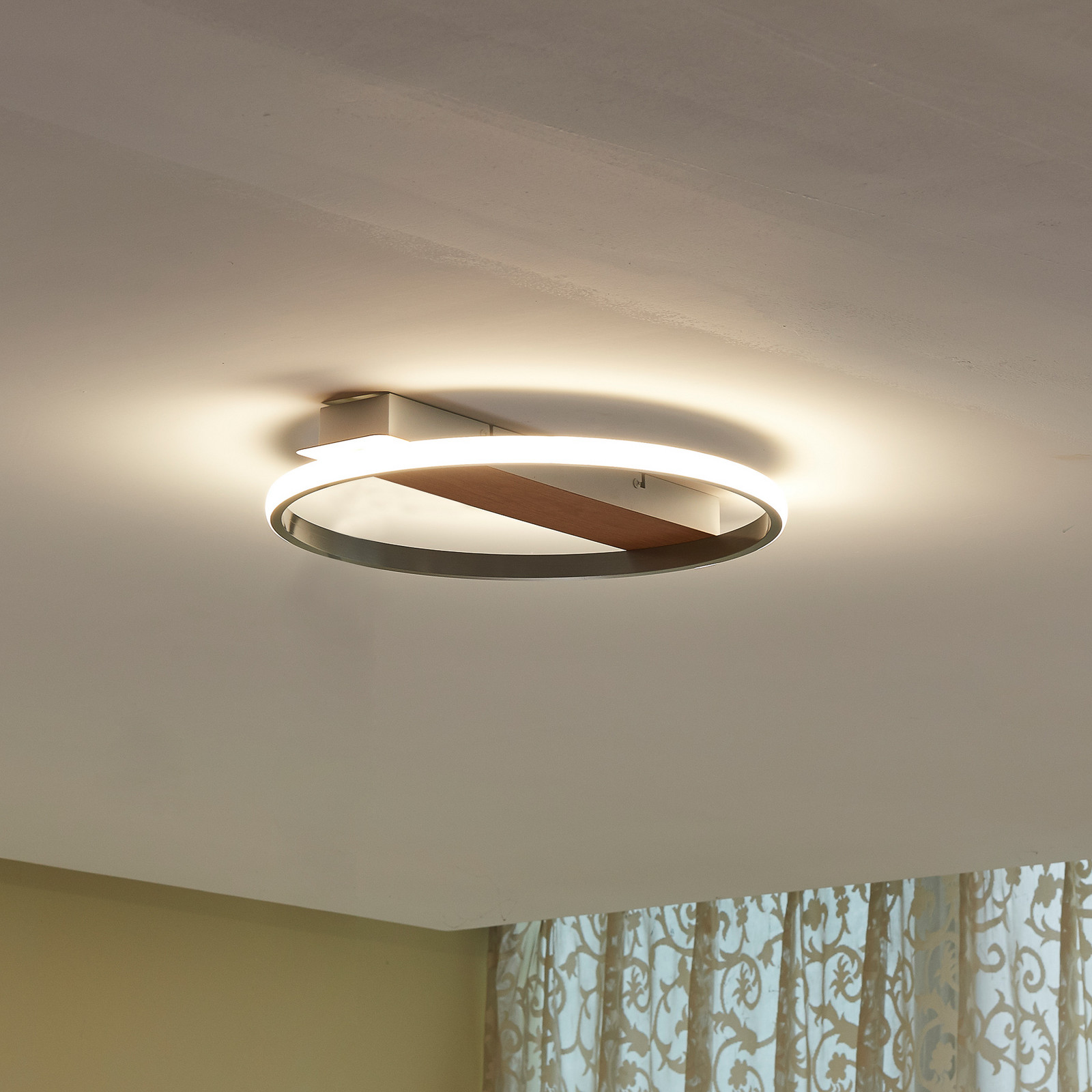 Lindby Signera plafonieră LED 1 bec - Camera de zi / sufragerie - modern - argintiu alb lemn deschis la culoare - Metal
