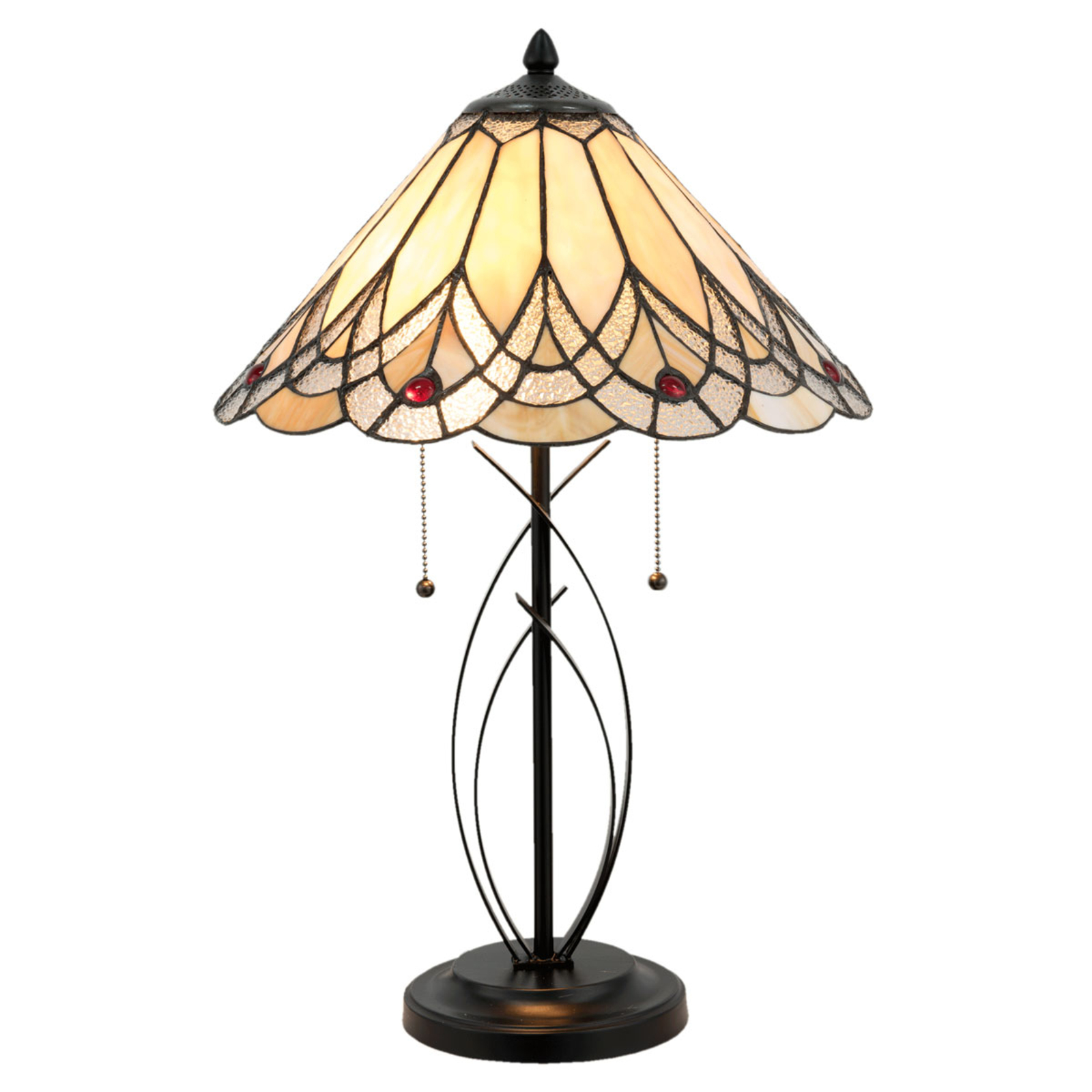Galda lampa 5186 ar dzintara krāsas stikla abažūru