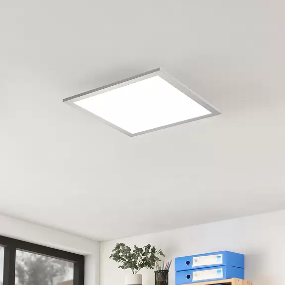 Lampenwelt Prios LED-Panel Gelora, 40 cm, 4.000 K, silberfarben, Alu