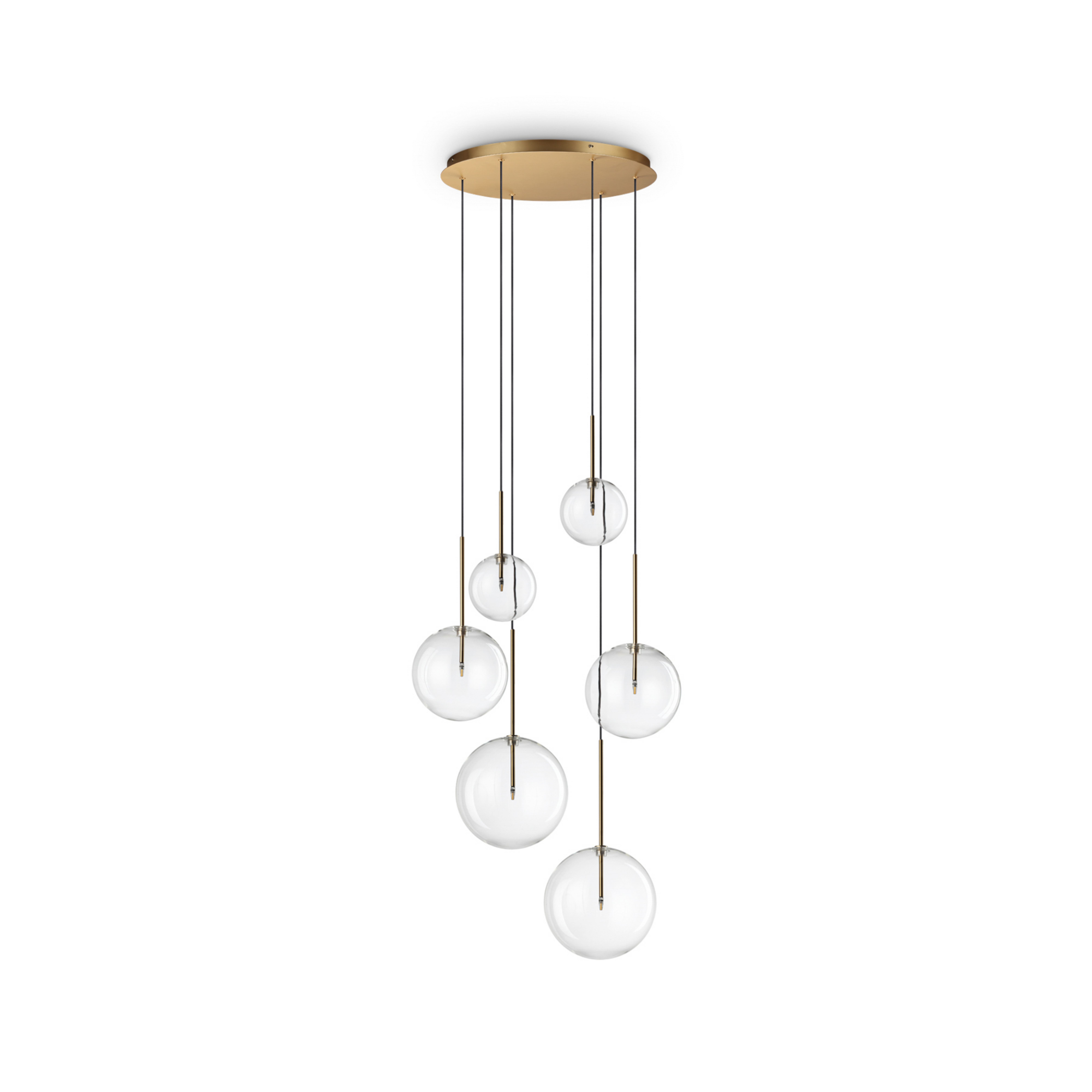 Ideal Lux Hängelampe Equinoxe 6-flg. messingfarben Glas klar