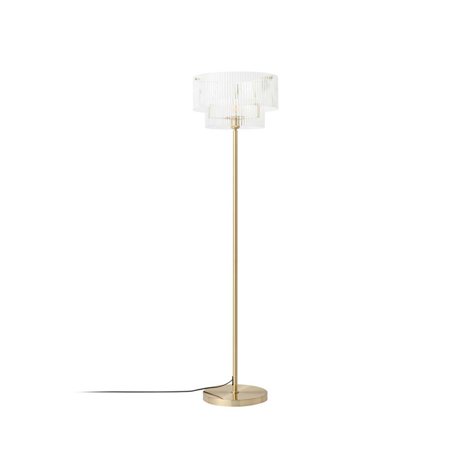 Meritt vloerlamp, messing/transparant, hoogte 160 cm, glas - Lucande