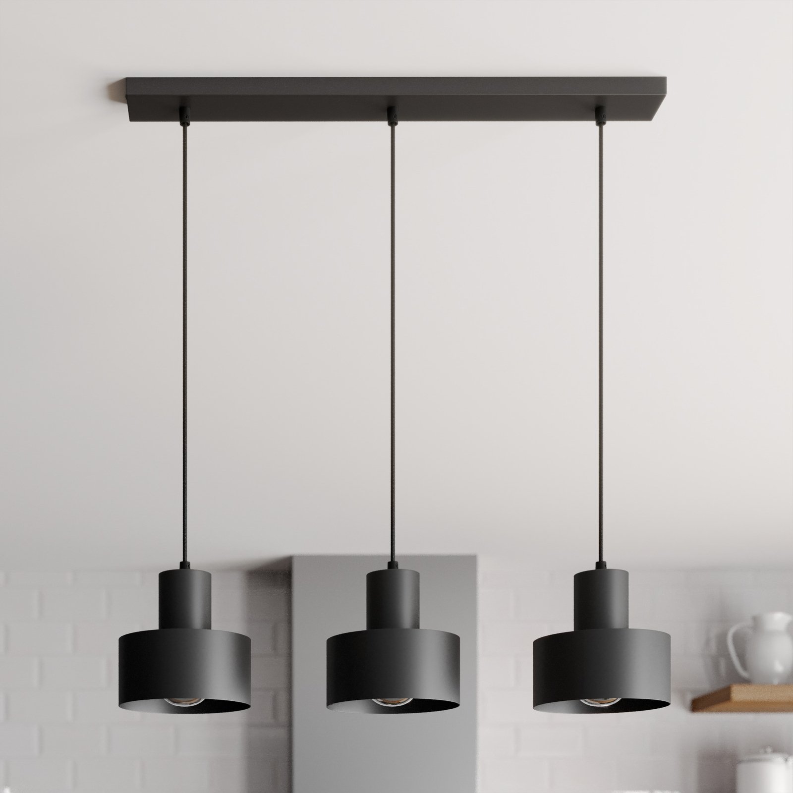 Hanglamp Rif, lineair, 3-lamps, zwart