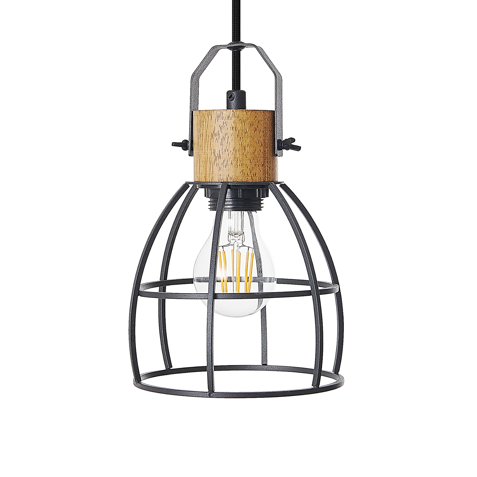 Lindby Flintos hanglamp, 3-lamps, hout licht