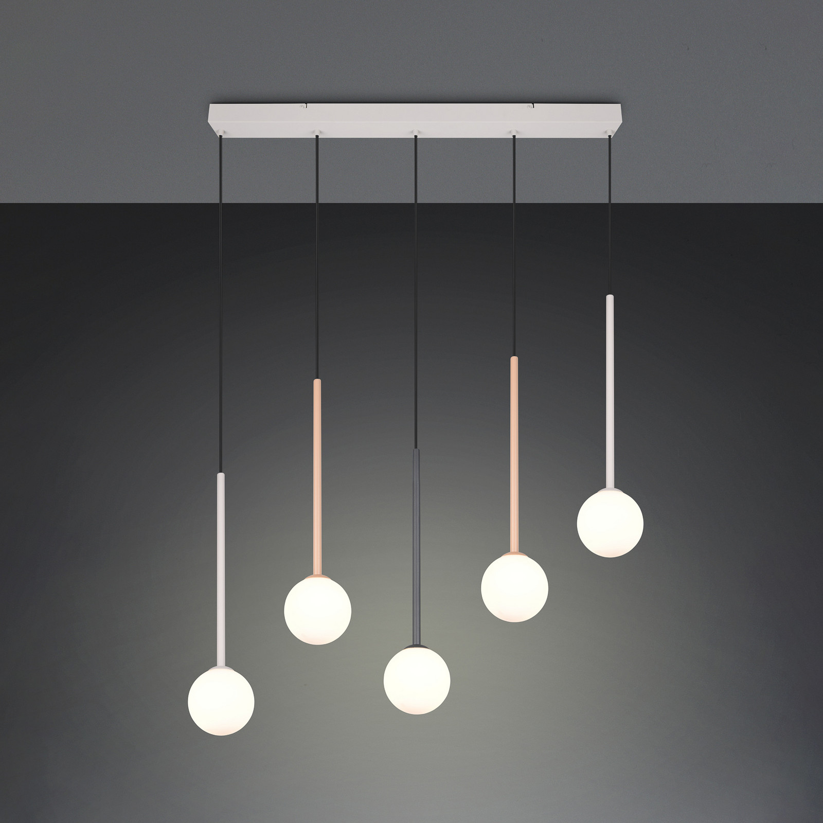 Trio Lighting Висяща лампа „Firano“, цветна, дължина 107 см, метална, с 5 лампи
